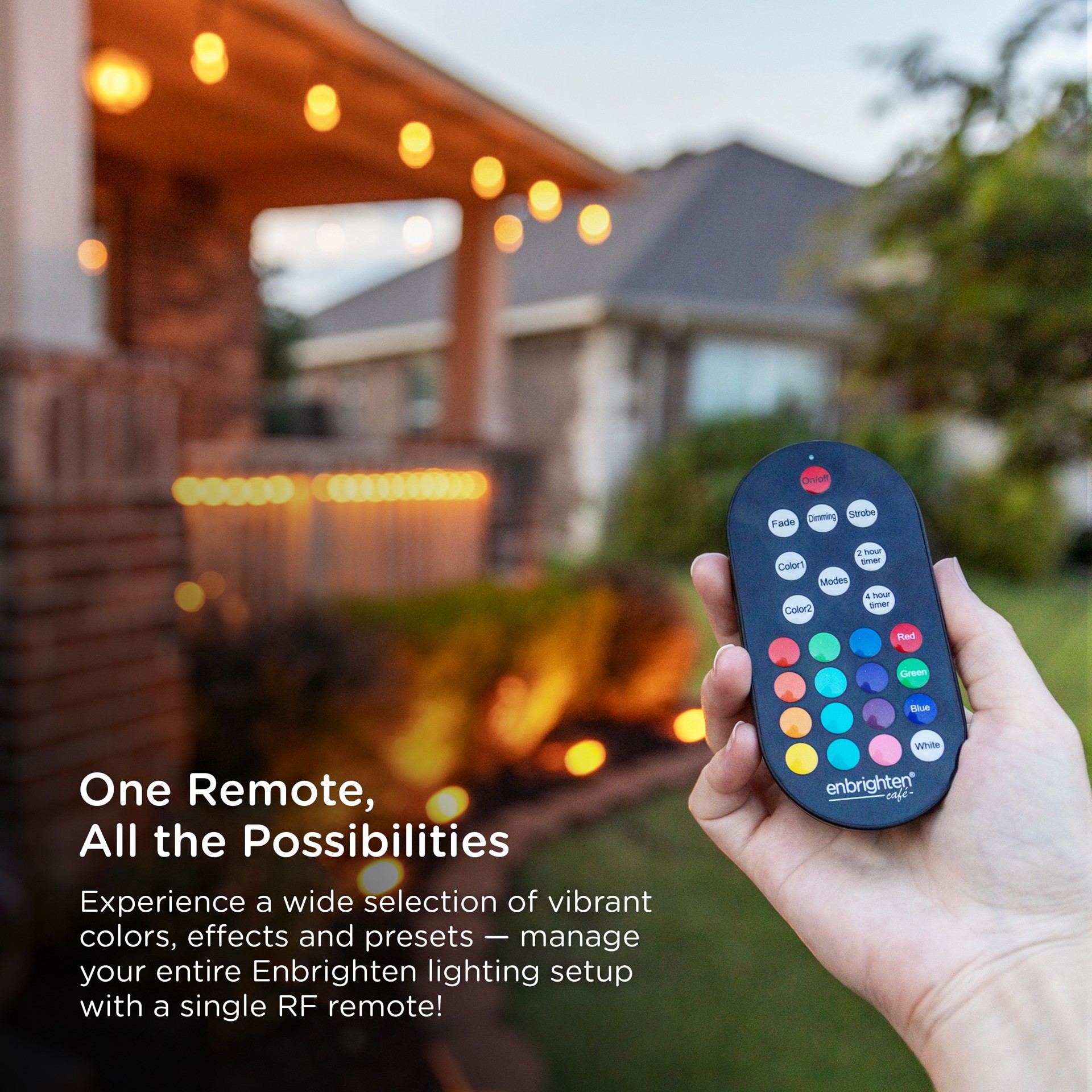 slide 4 of 6, Enbrighten 40-ft Plug-in Black Indoor/Outdoor String Light with 20 Color changing -Light LED Edison Bulbs, 1 ct