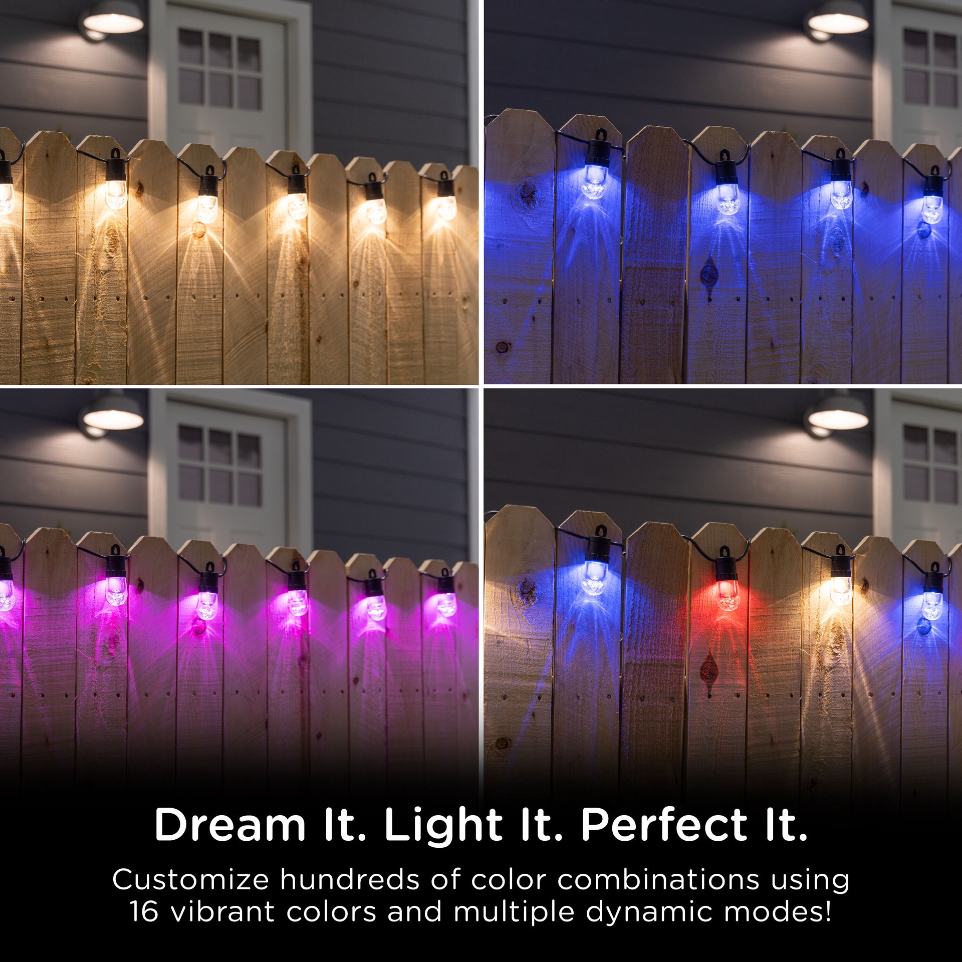 slide 5 of 6, Enbrighten 40-ft Plug-in Black Indoor/Outdoor String Light with 20 Color changing -Light LED Edison Bulbs, 1 ct