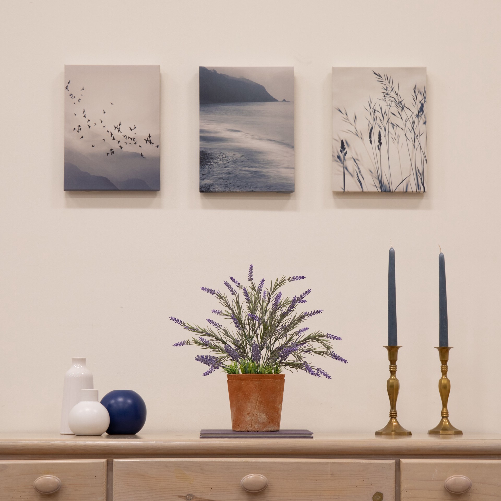 slide 3 of 6, allen + roth 14-in Purple Indoor Desktop Lavender Artificial plant, 1 ct