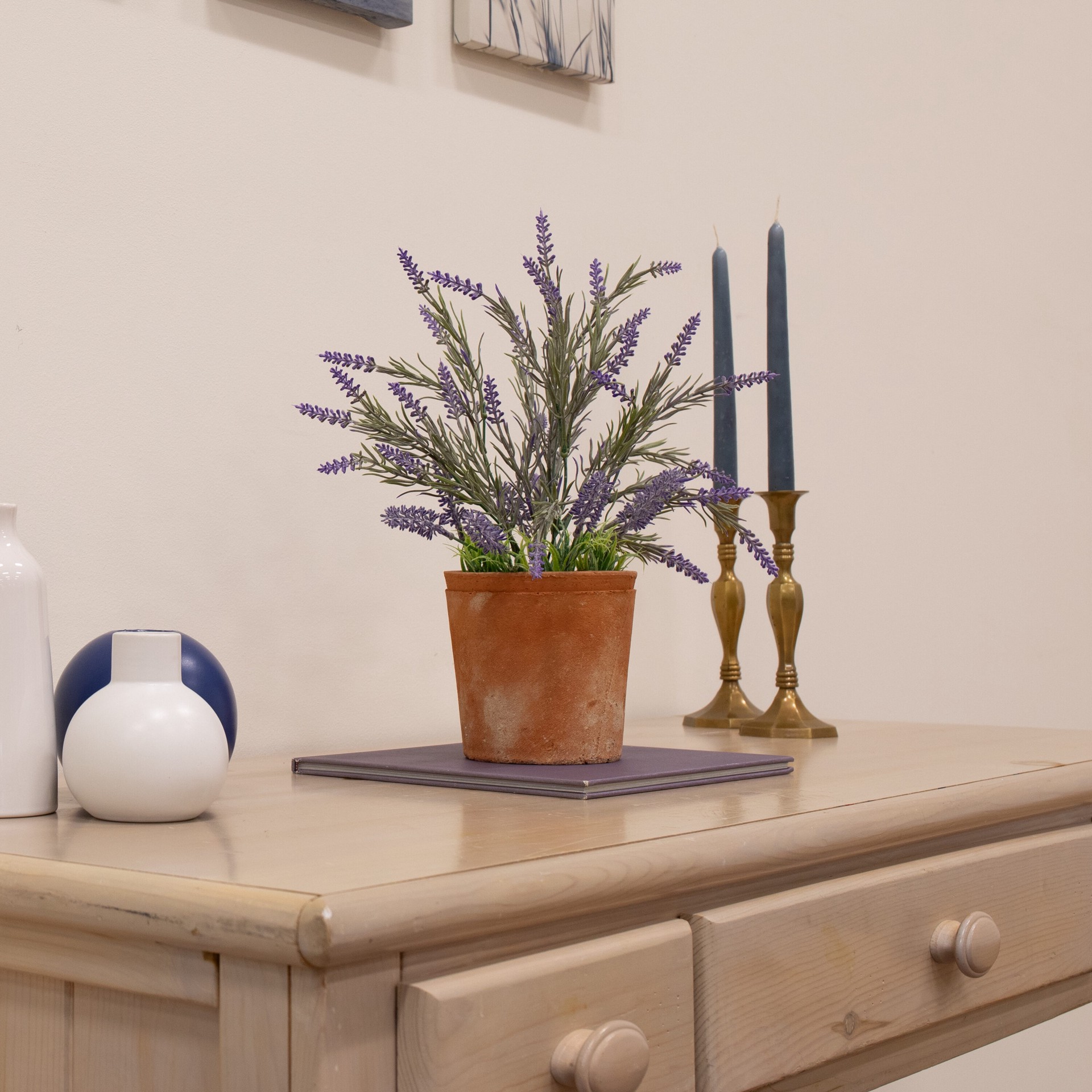 slide 5 of 6, allen + roth 14-in Purple Indoor Desktop Lavender Artificial plant, 1 ct