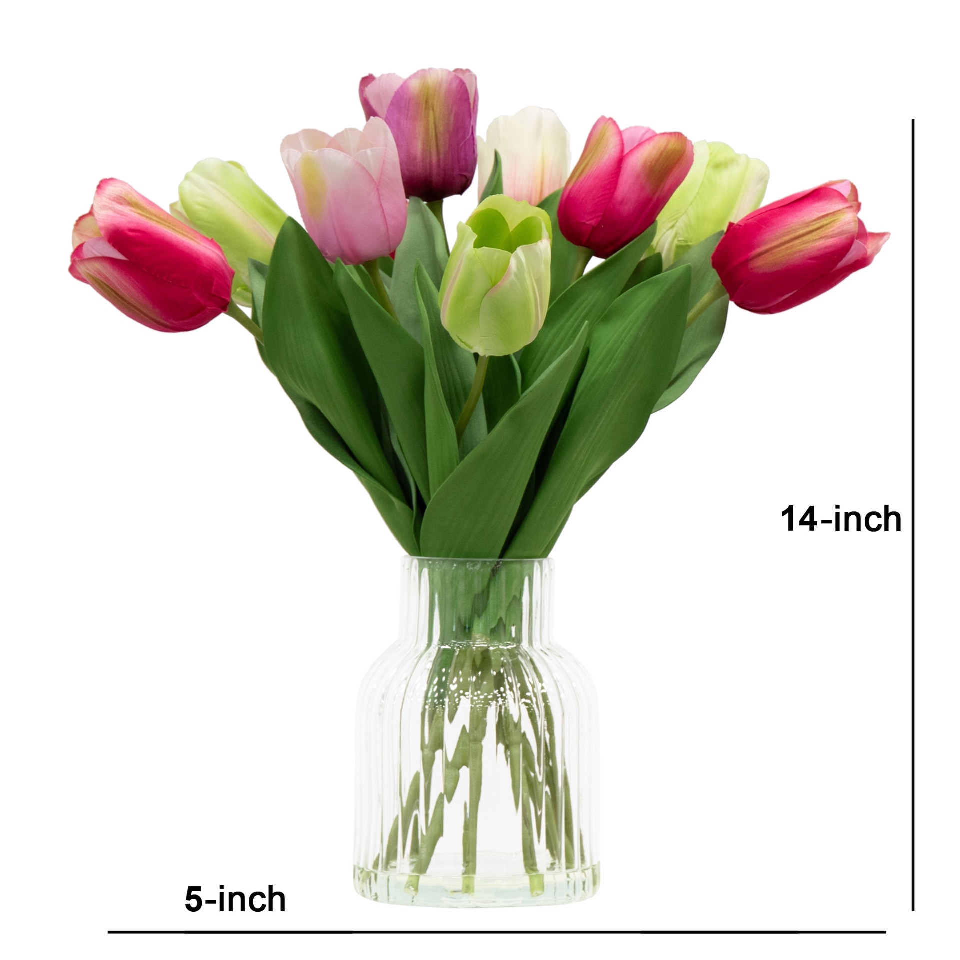 slide 6 of 6, allen + roth 14-in Multiple colors/finishes Indoor Desktop Tulips Artificial plant, 1 ct