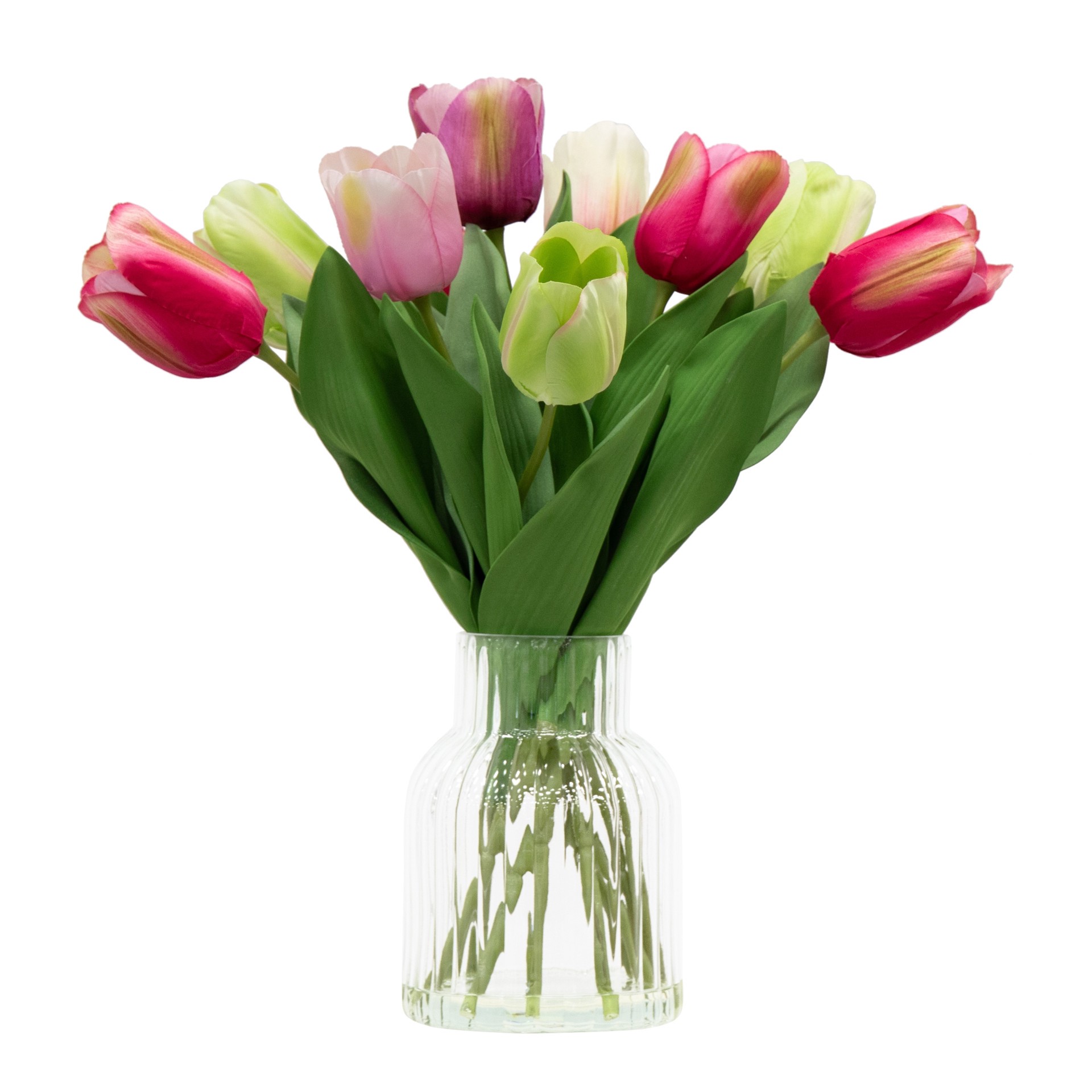 slide 1 of 6, allen + roth 14-in Multiple colors/finishes Indoor Desktop Tulips Artificial plant, 1 ct