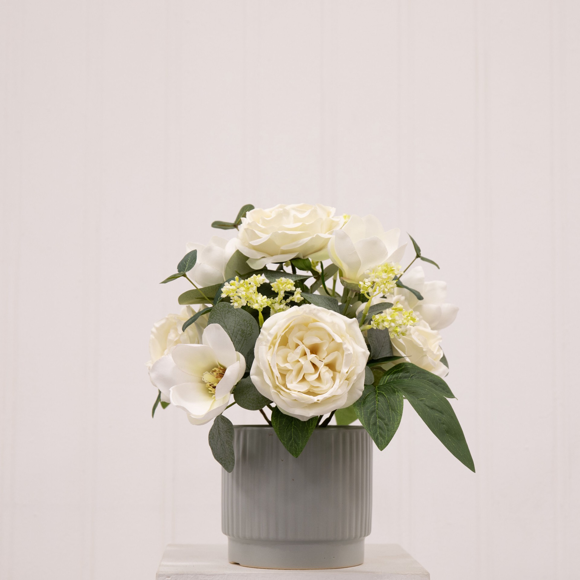 slide 2 of 6, allen + roth 14-in White Indoor Desktop Rose Artificial plant, 1 ct