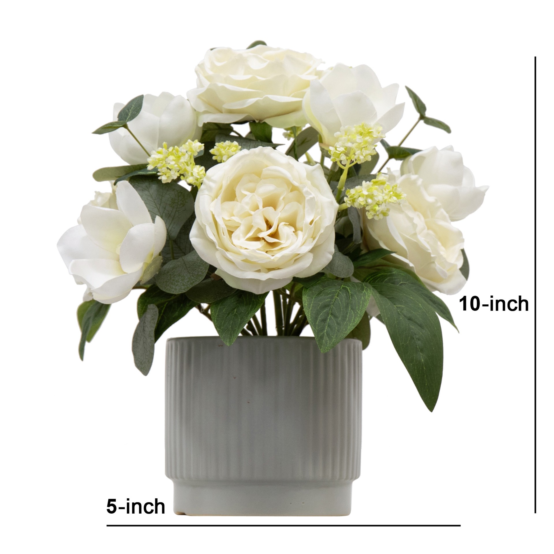 slide 6 of 6, allen + roth 14-in White Indoor Desktop Rose Artificial plant, 1 ct