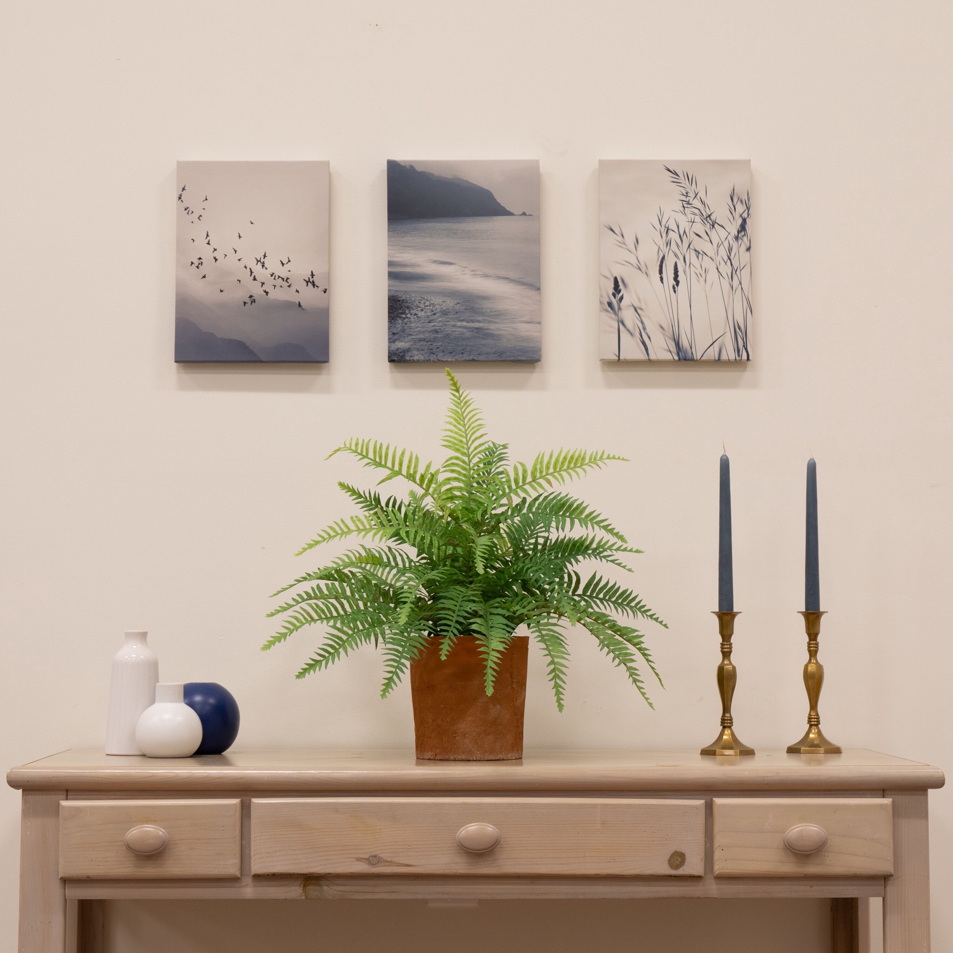 slide 3 of 6, allen + roth 20-in Green Indoor Desktop Fern Artificial plant, 1 ct