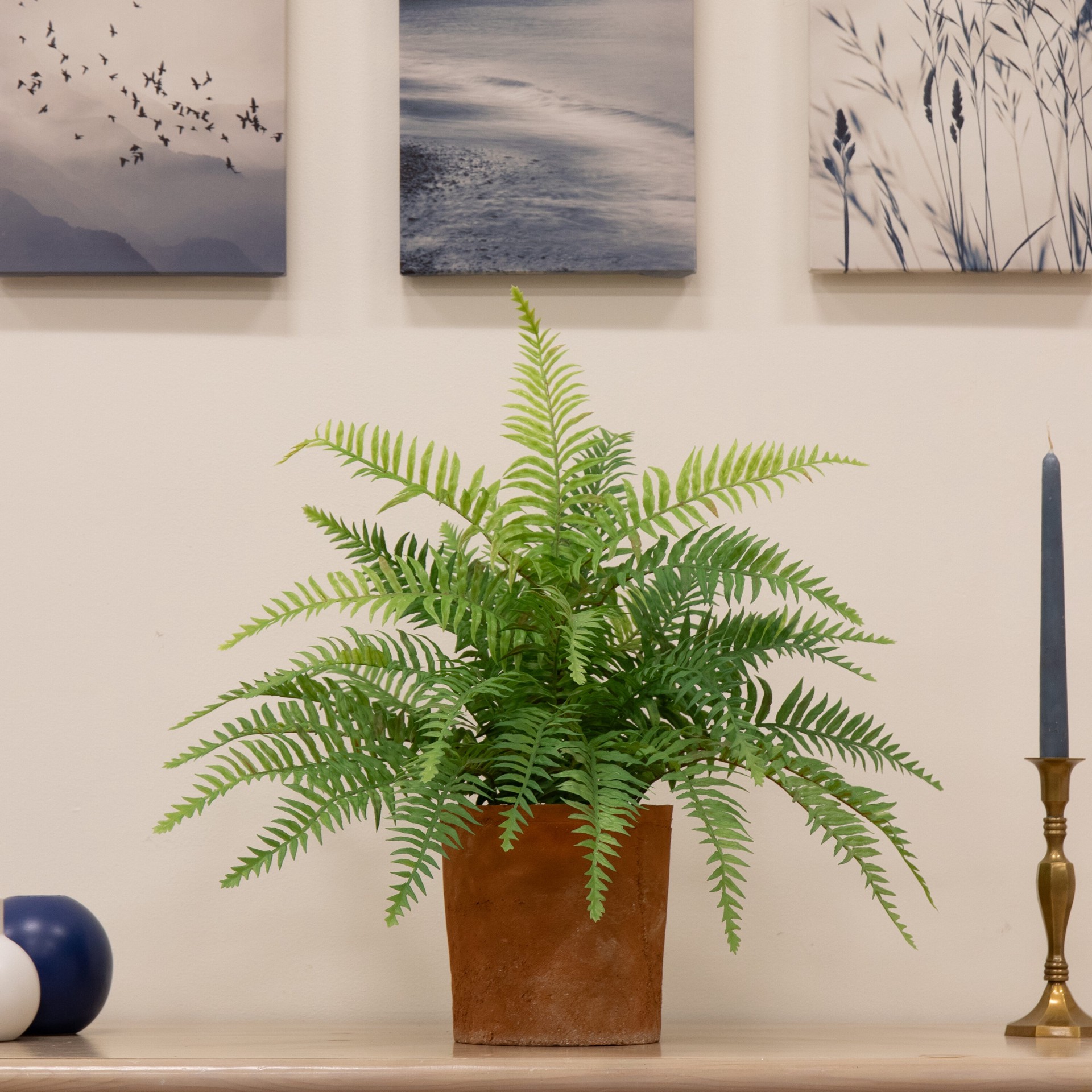 slide 4 of 6, allen + roth 20-in Green Indoor Desktop Fern Artificial plant, 1 ct