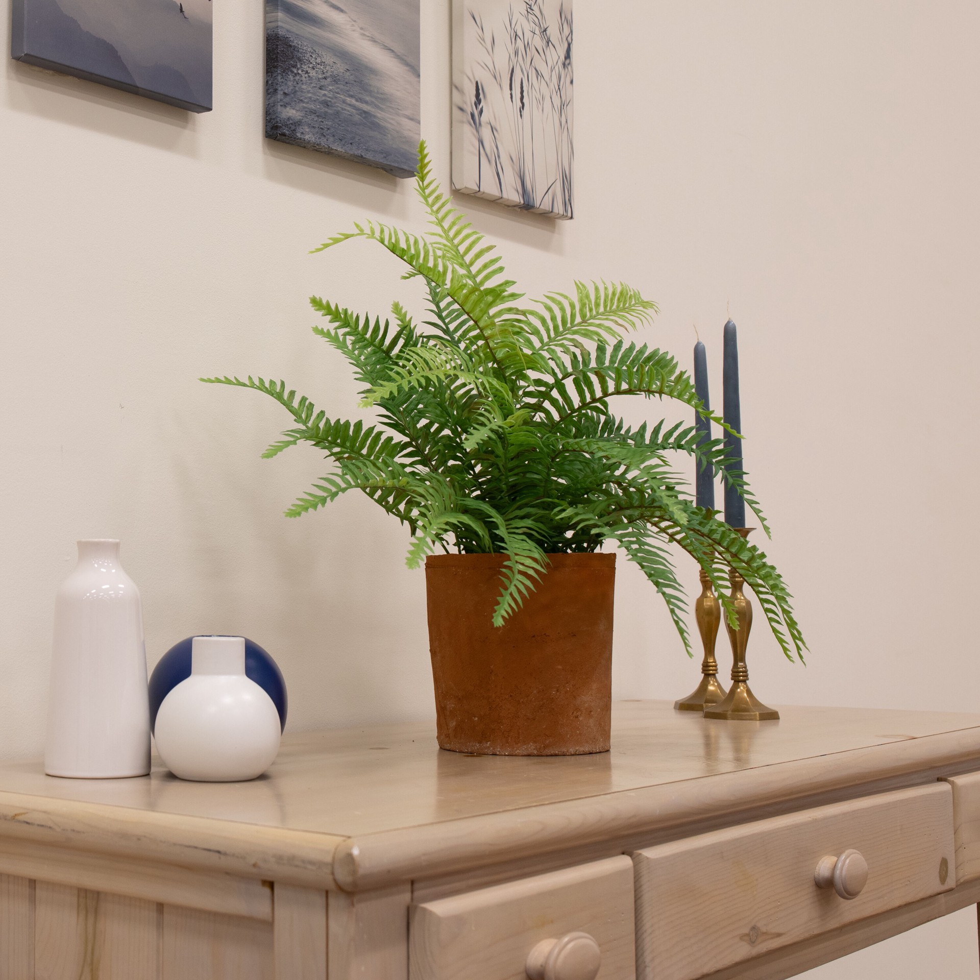 slide 5 of 6, allen + roth 20-in Green Indoor Desktop Fern Artificial plant, 1 ct