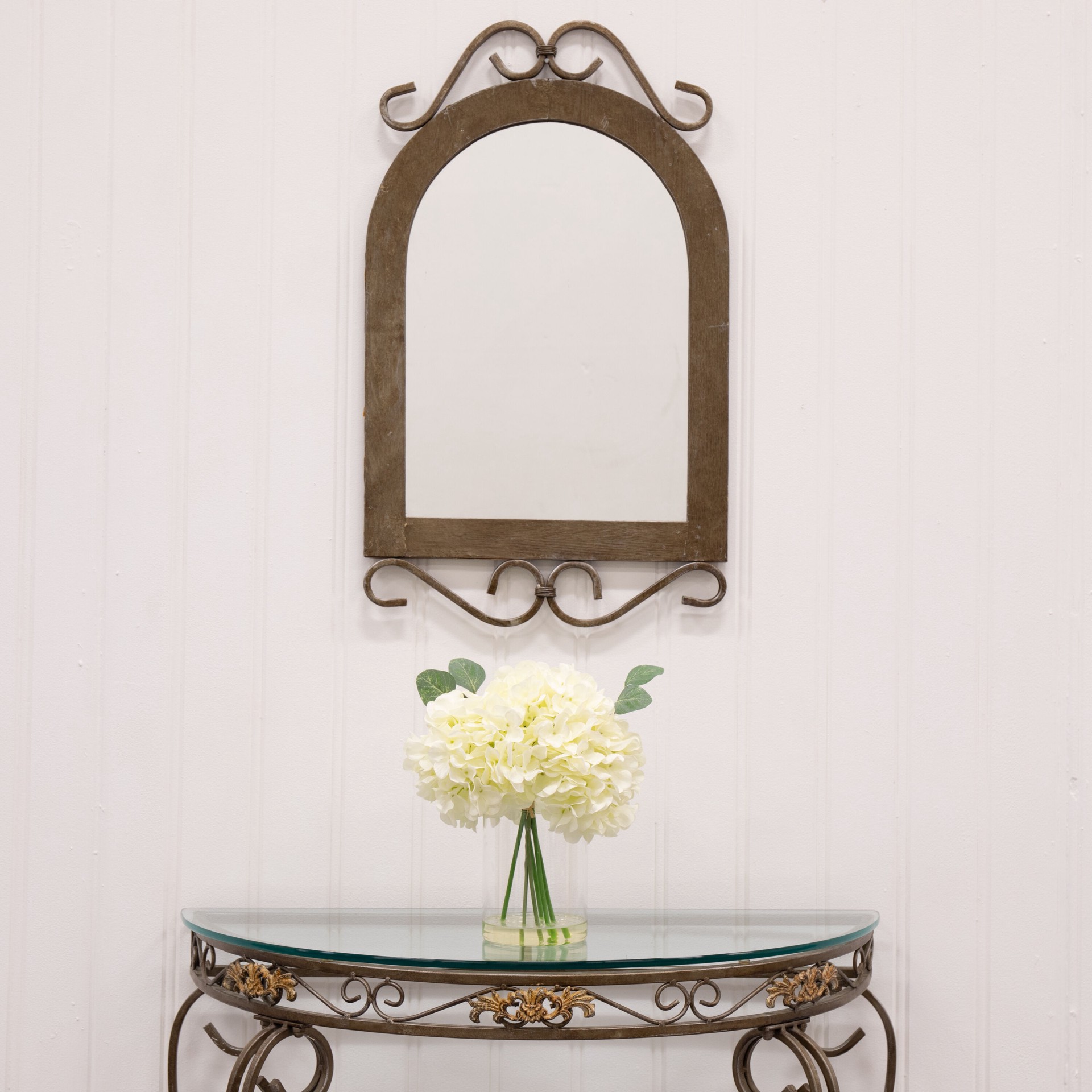 slide 4 of 6, allen + roth 12-in White Indoor Desktop Hydrangea Artificial plant, 1 ct