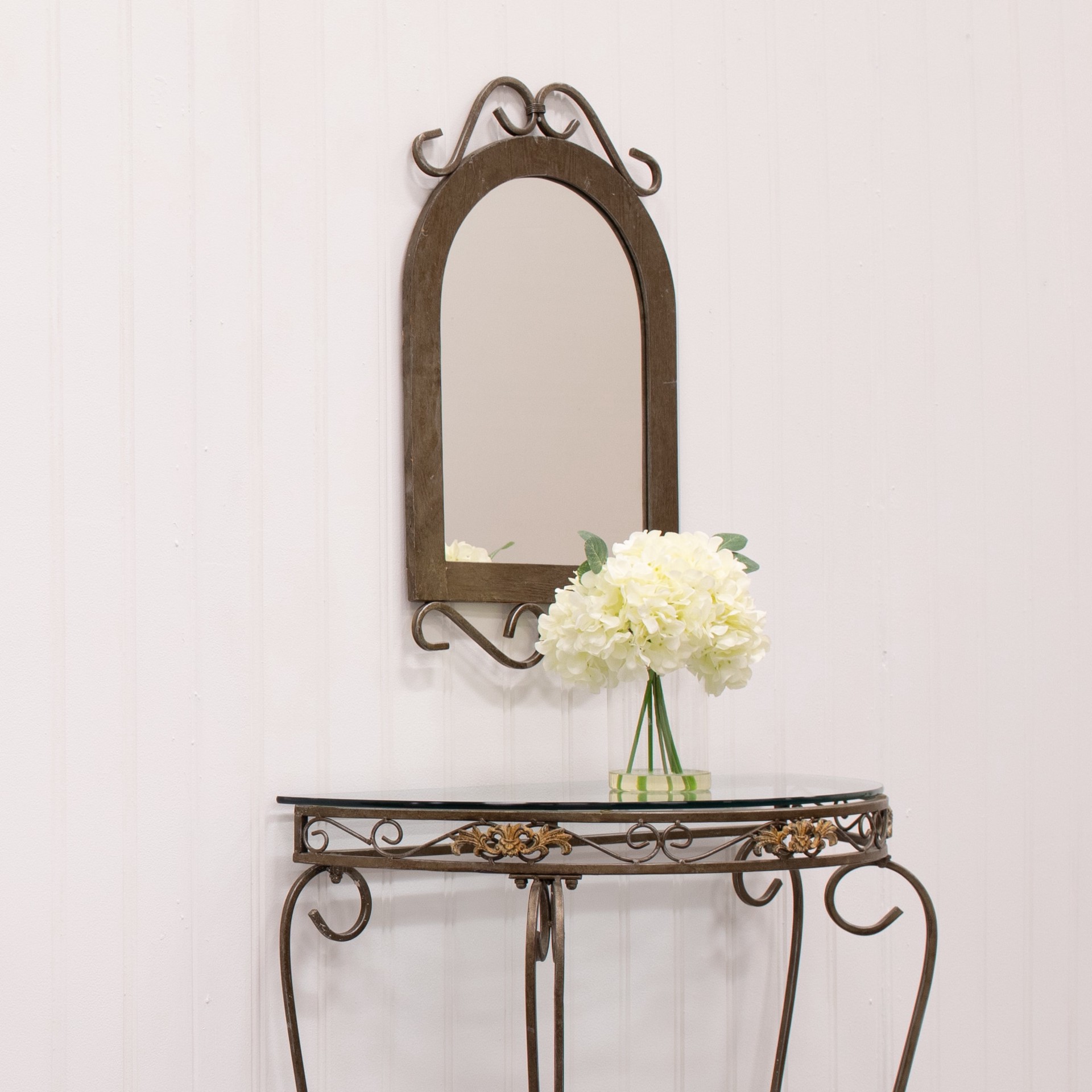 slide 5 of 6, allen + roth 12-in White Indoor Desktop Hydrangea Artificial plant, 1 ct