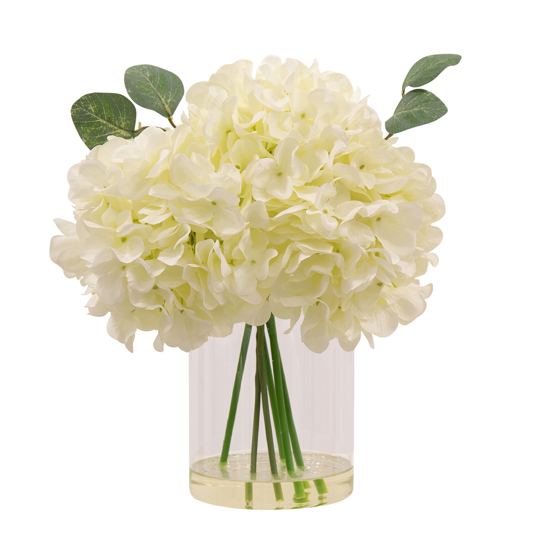 slide 1 of 6, allen + roth 12-in White Indoor Desktop Hydrangea Artificial plant, 1 ct