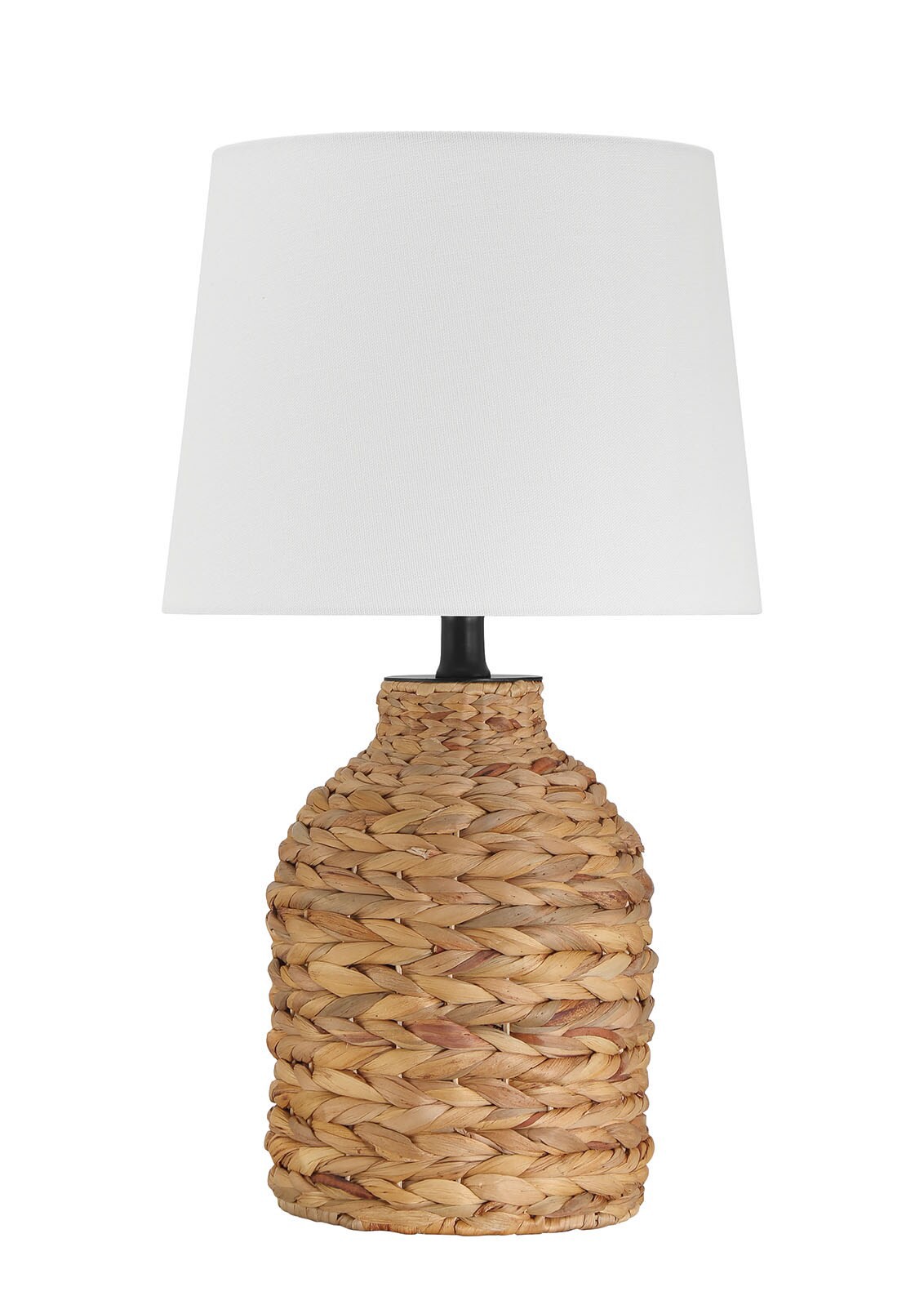 slide 2 of 6, allen + roth Hyacinth 17-in Natural Rotary socket Table Lamp with Fabric Shade, 1 ct