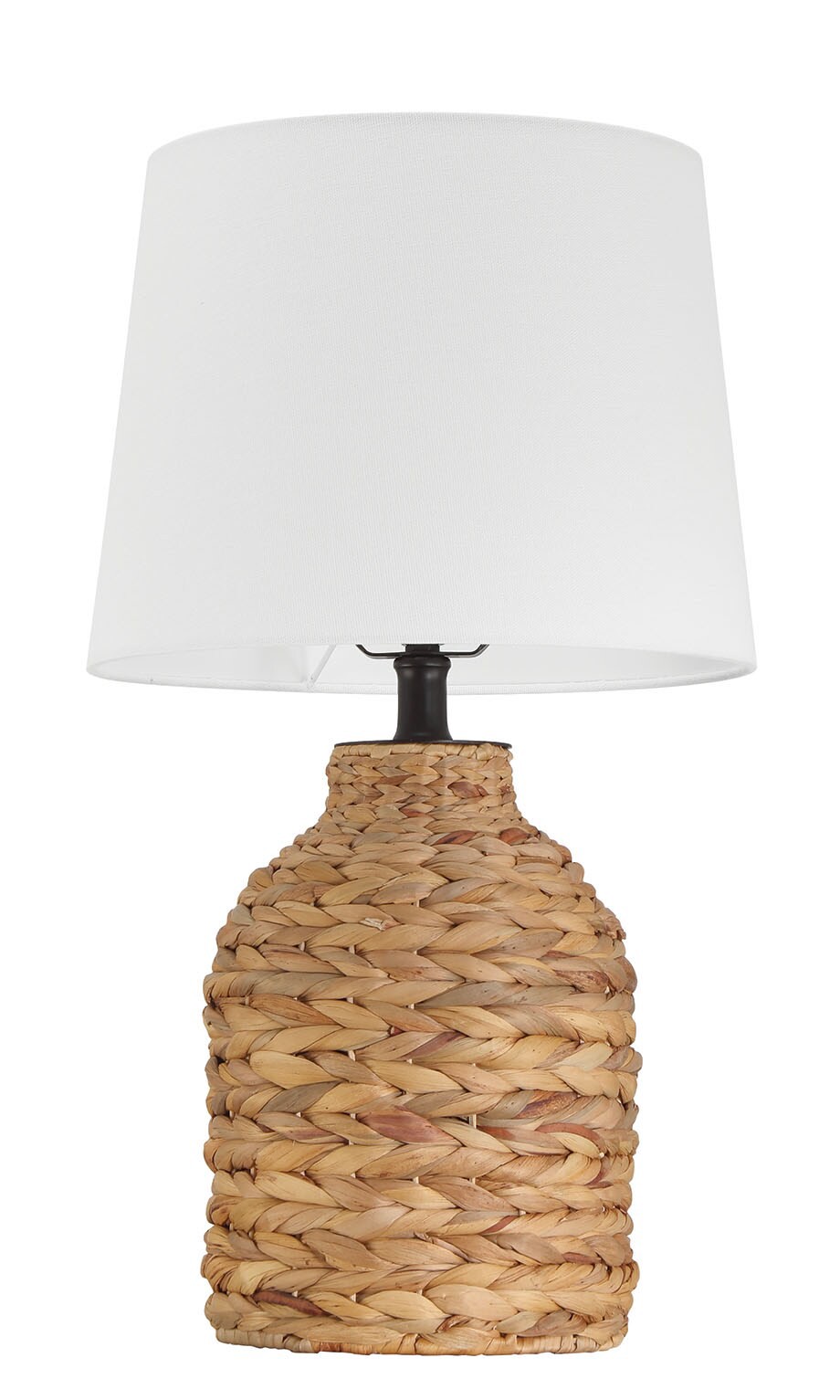 slide 4 of 6, allen + roth Hyacinth 17-in Natural Rotary socket Table Lamp with Fabric Shade, 1 ct