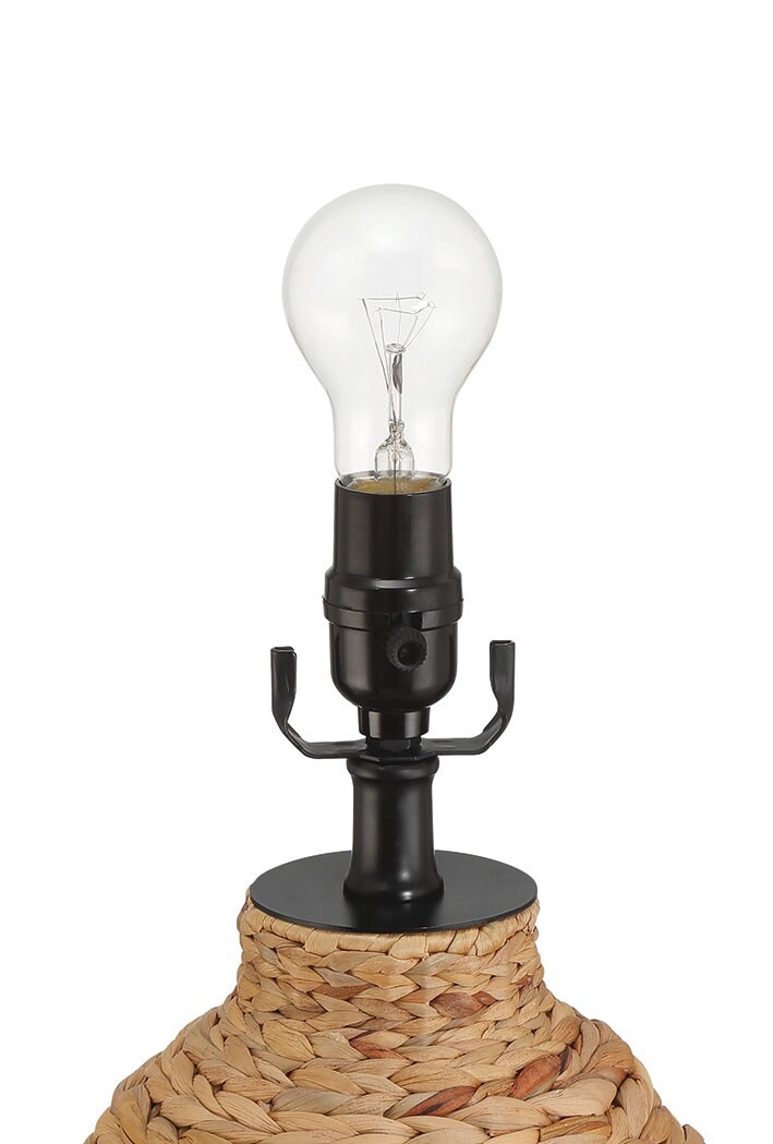 slide 5 of 6, allen + roth Hyacinth 17-in Natural Rotary socket Table Lamp with Fabric Shade, 1 ct