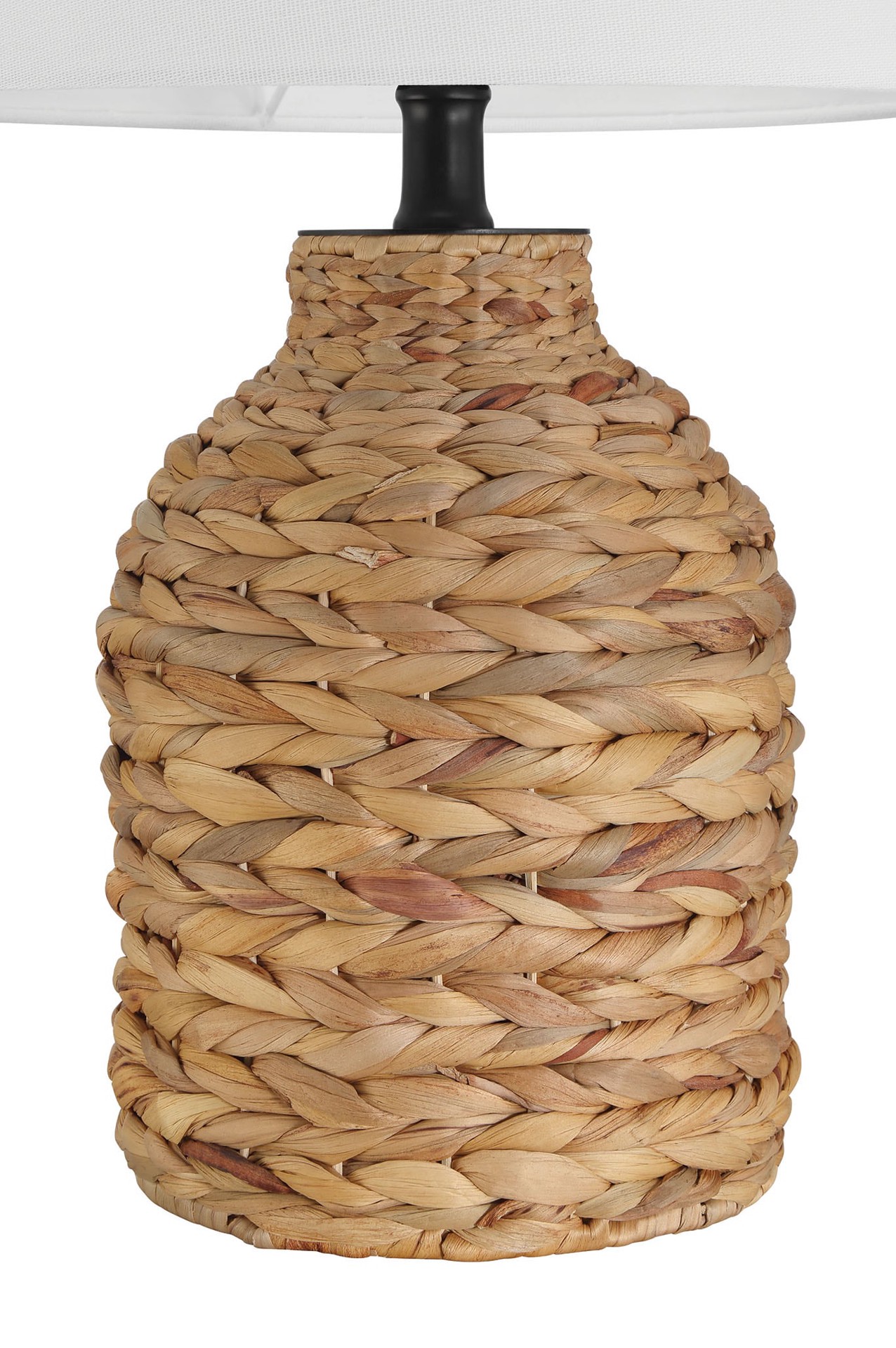 slide 6 of 6, allen + roth Hyacinth 17-in Natural Rotary socket Table Lamp with Fabric Shade, 1 ct