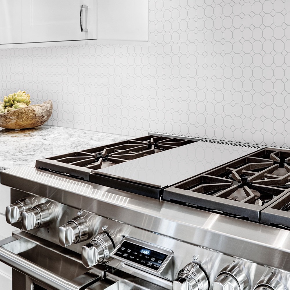 slide 6 of 6, Satori Hudson Brilliant White 12-in x 12-in Matte Porcelain Mosaic Floor and Wall Tile ( 0.91-sq ft Piece, 1 ct