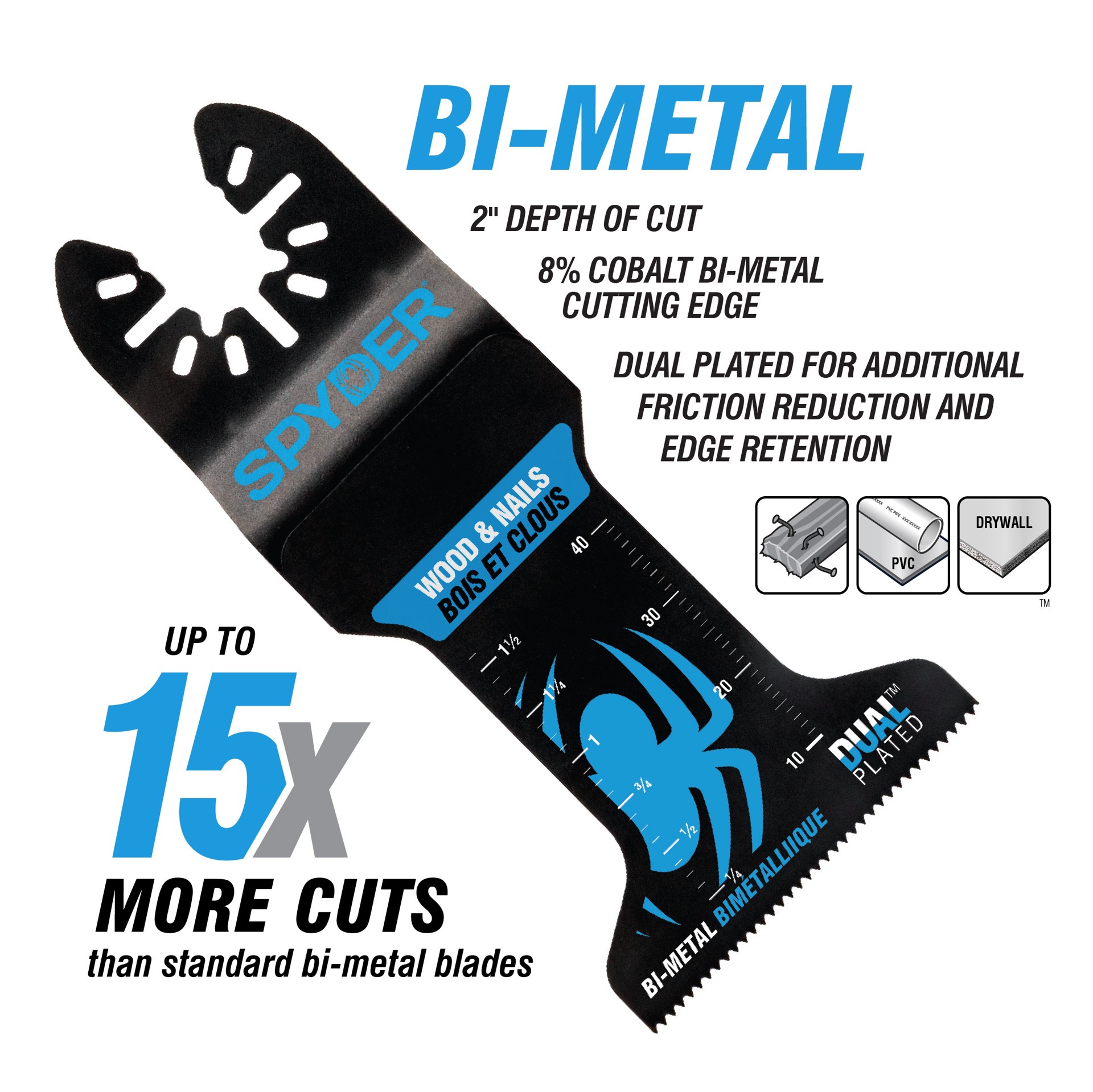 slide 3 of 4, Spyder Bi-Metal Wood and Nail Cutting Oscillating Tool Blade 1.35-in x 2-in, 1 ct