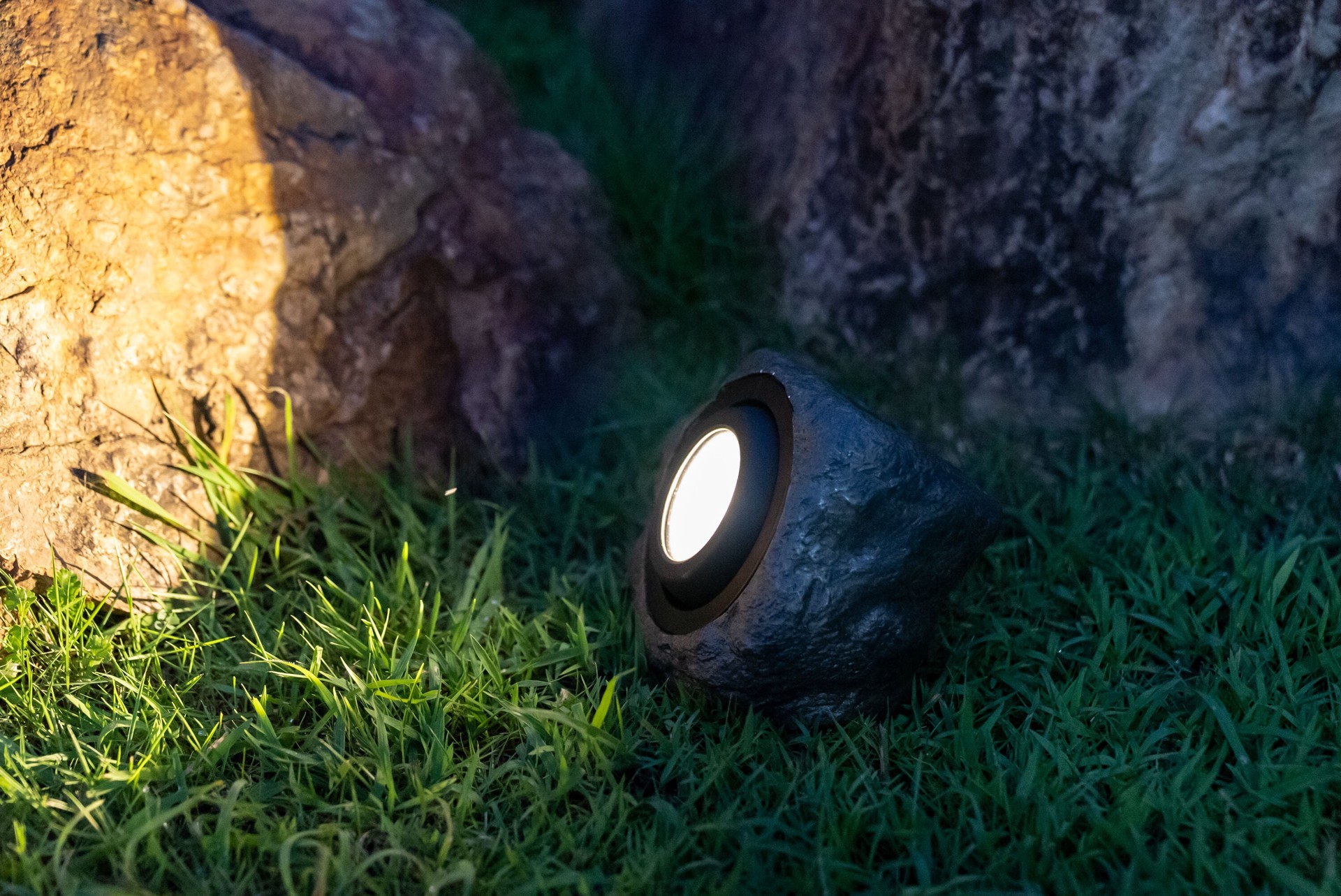 slide 3 of 6, Harbor Breeze Rock Flood Light 40 -Lumens 3.2 -Watt Grey Solar LED Flood light, 1 ct