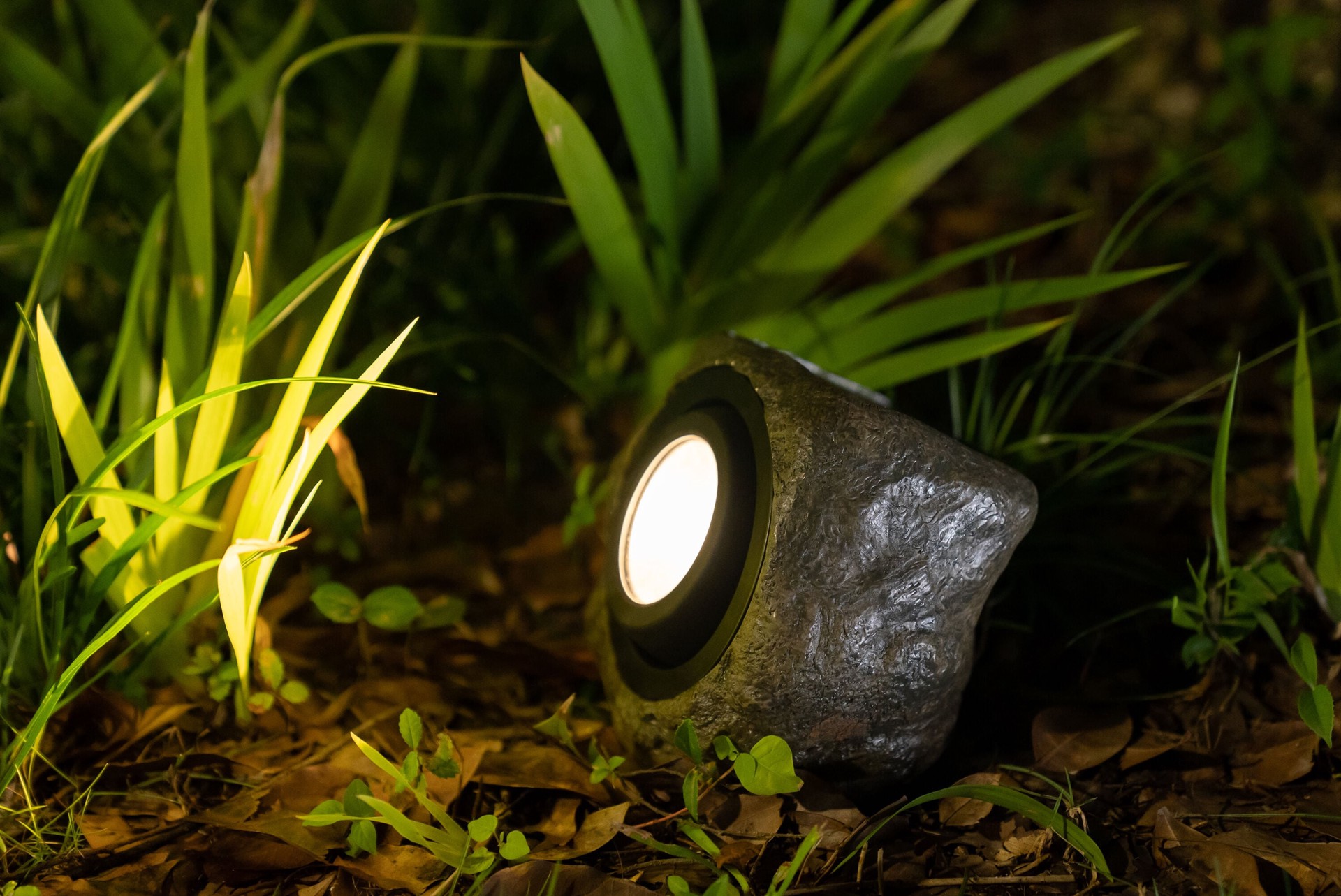 slide 4 of 6, Harbor Breeze Rock Flood Light 40 -Lumens 3.2 -Watt Grey Solar LED Flood light, 1 ct
