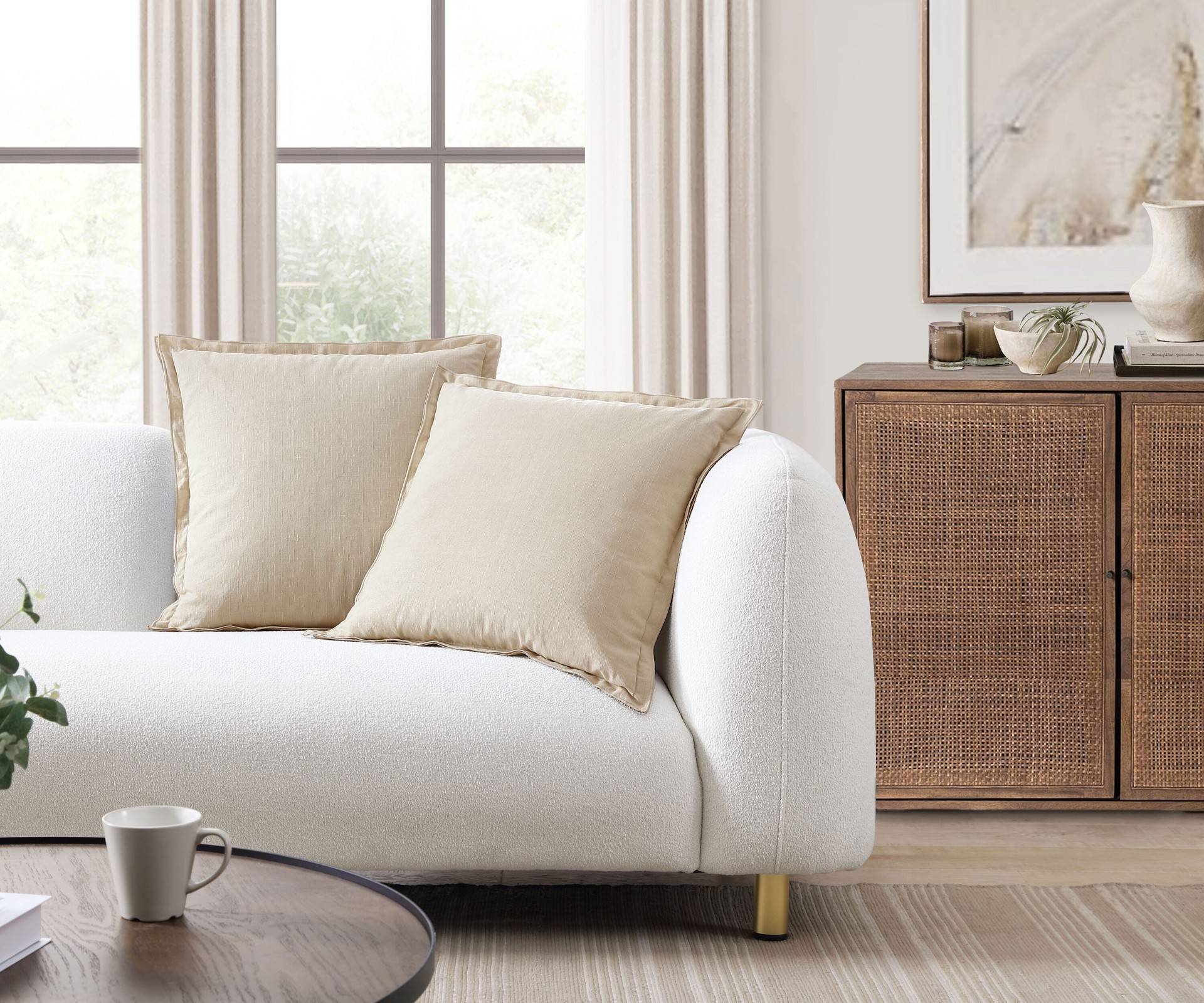 slide 5 of 5, allen + roth 2 -Piece 20-in x 20-in Beige Square Indoor Decorative Pillow, 1 ct