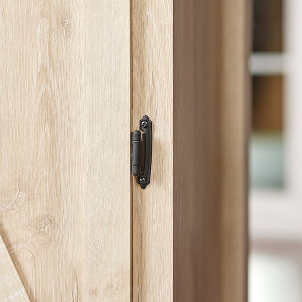 slide 2 of 6, RELIABILT 200-Degree 3/8-in Inset Inset Surface Self-Closing Matte black Cabinet Hinge, 5 Pair(s) 10 -Pieces, 1 ct