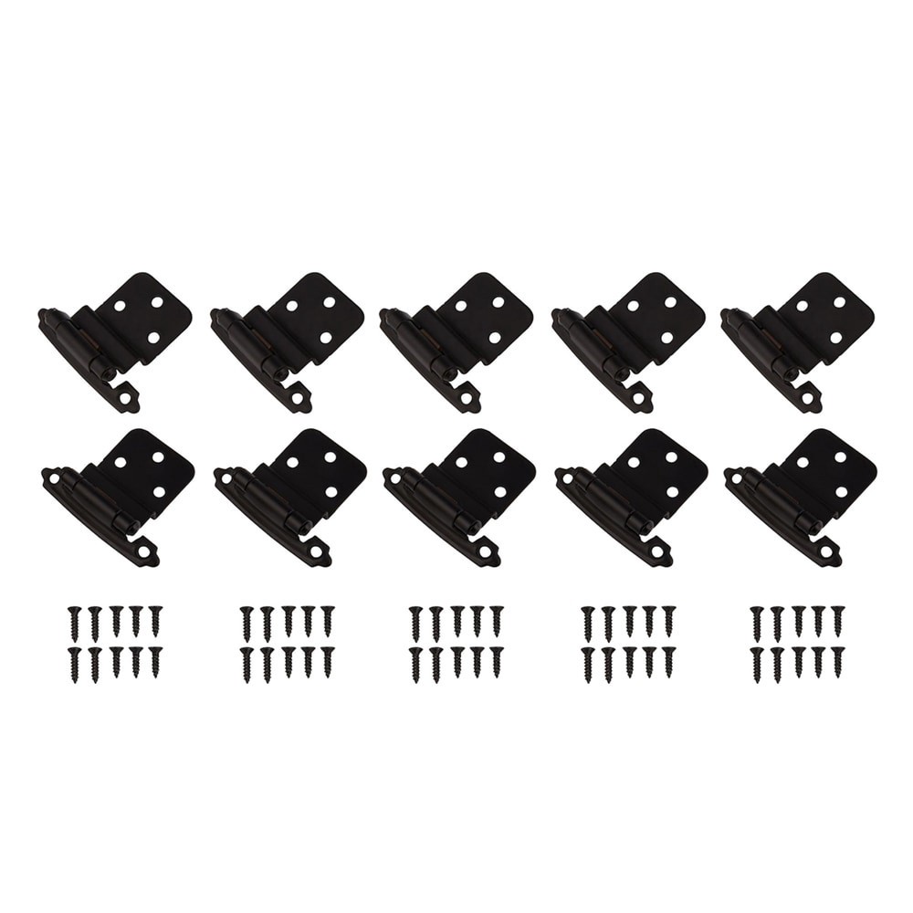 slide 5 of 6, RELIABILT 200-Degree 3/8-in Inset Inset Surface Self-Closing Matte black Cabinet Hinge, 5 Pair(s) 10 -Pieces, 1 ct
