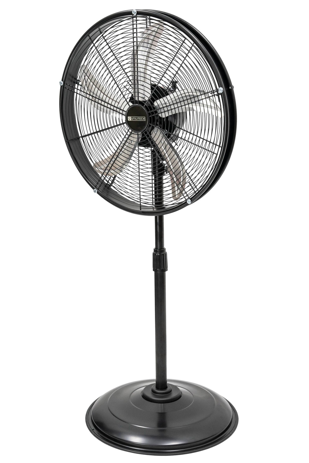 slide 1 of 6, Utilitech 20-in 120 -Volt 3 -Speed High Velocity Indoor Black Oscillating Pedestal Fan, 1 ct