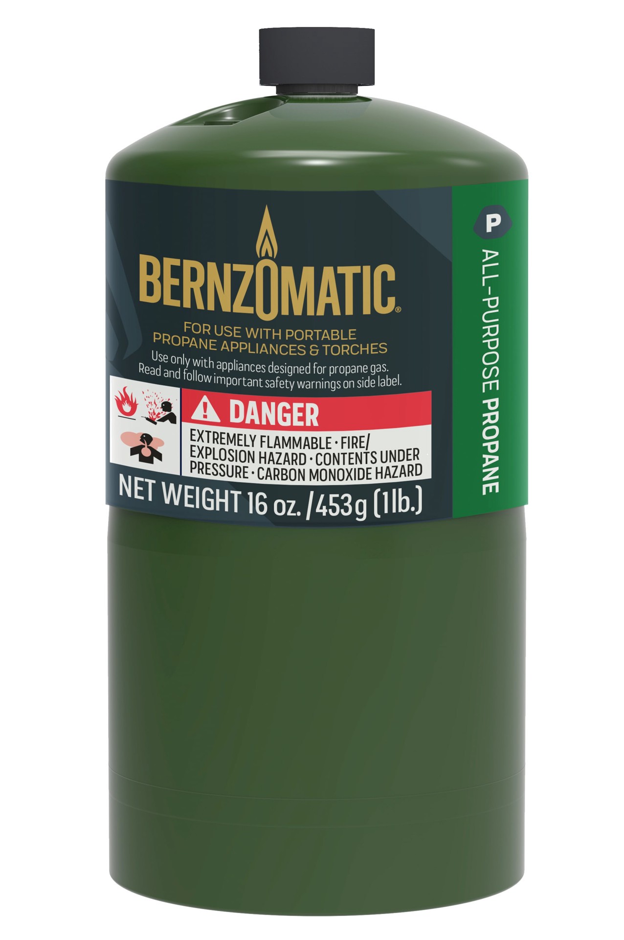 slide 1 of 4, Bernzomatic Green Steel Propane Tank 3.88 Inches Diameter Male-Female Fitting Pre-Filled Lightweight and Durable, 1 ct