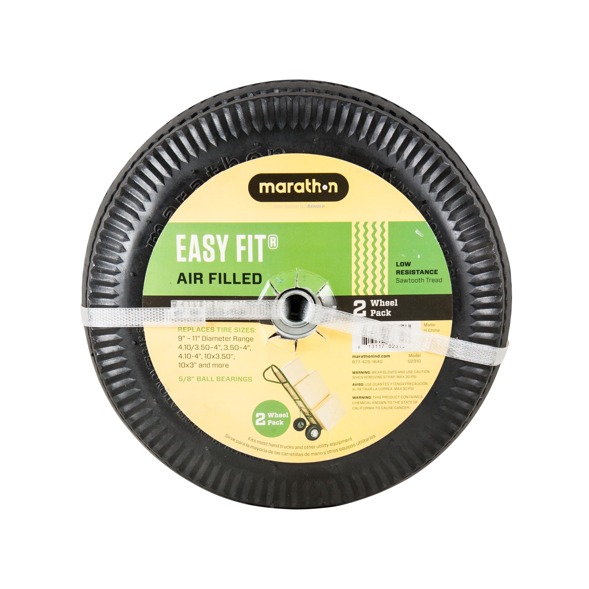 slide 2 of 5, Marathon Easy Fit 2-Pack 10.2-in Sawtooth Wheel and Tire Assembly, 1 ct