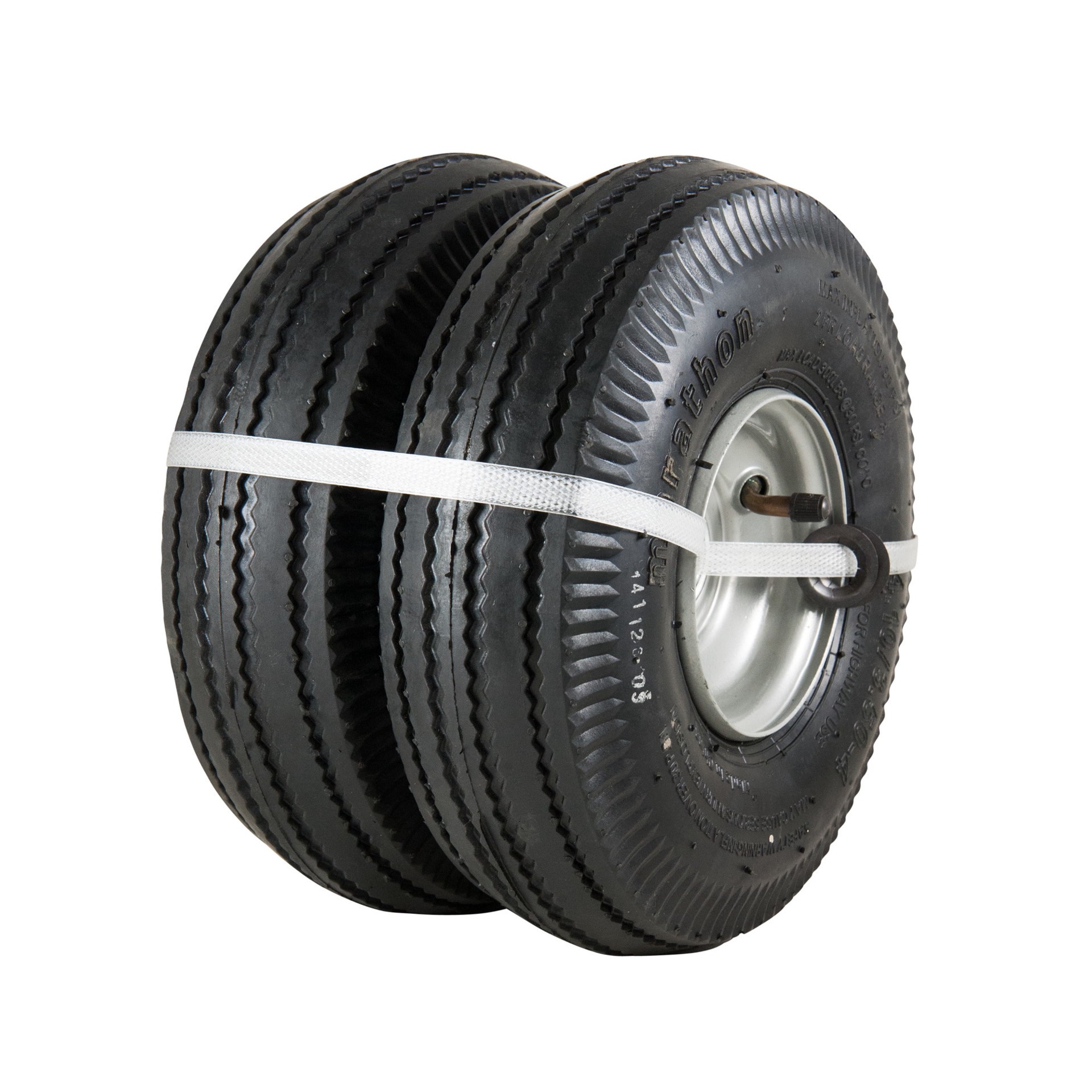 slide 3 of 5, Marathon Easy Fit 2-Pack 10.2-in Sawtooth Wheel and Tire Assembly, 1 ct