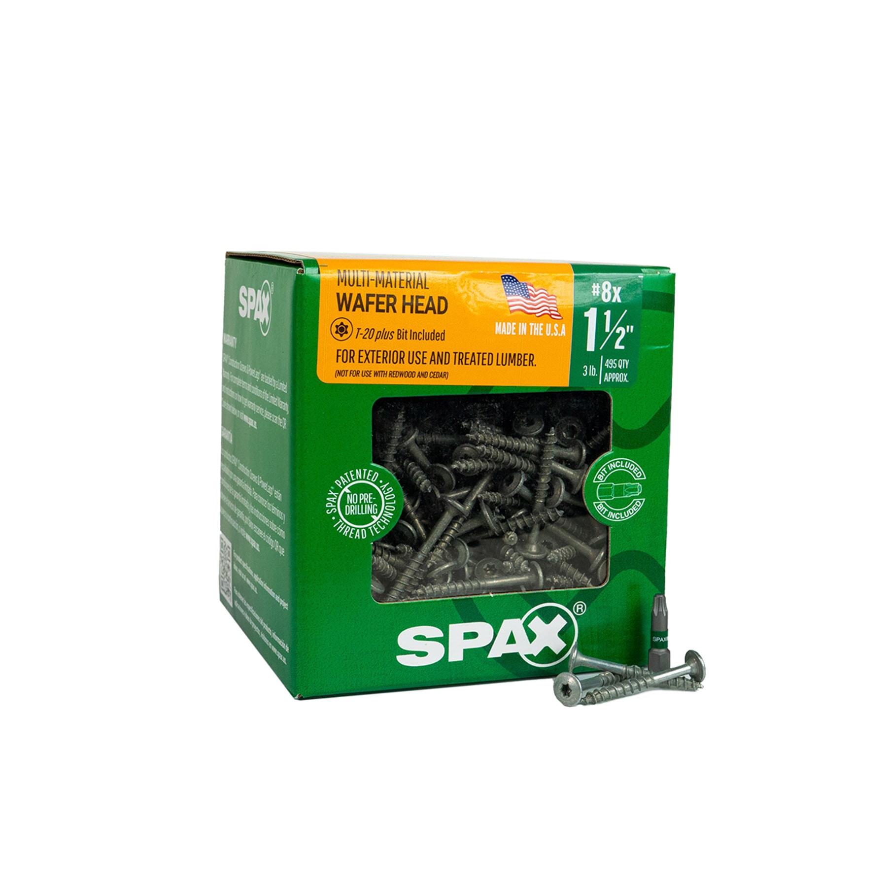 slide 1 of 6, SPAX Multi-Material #8 x 1-1/2-in Double-barrier Exterior Wood screws ( 495 -Per Box ), 1 ct