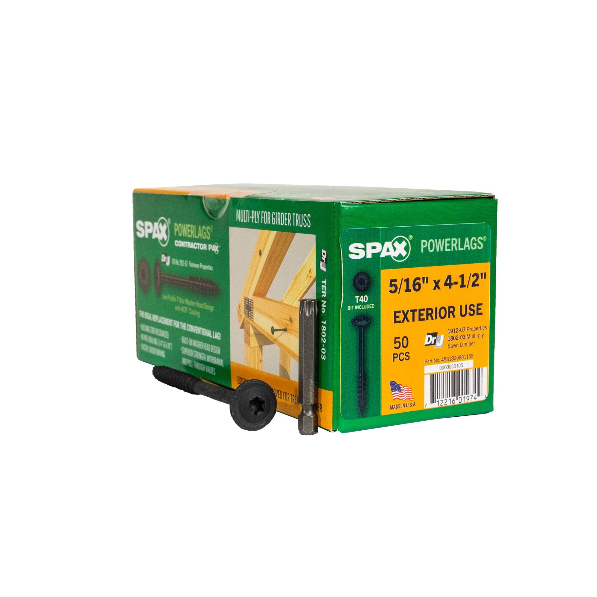 slide 1 of 6, SPAX 5/16-in x 4-1/2-in Black Coated Washer -Head Exterior Structural wood screws 50 -Pack, 1 ct