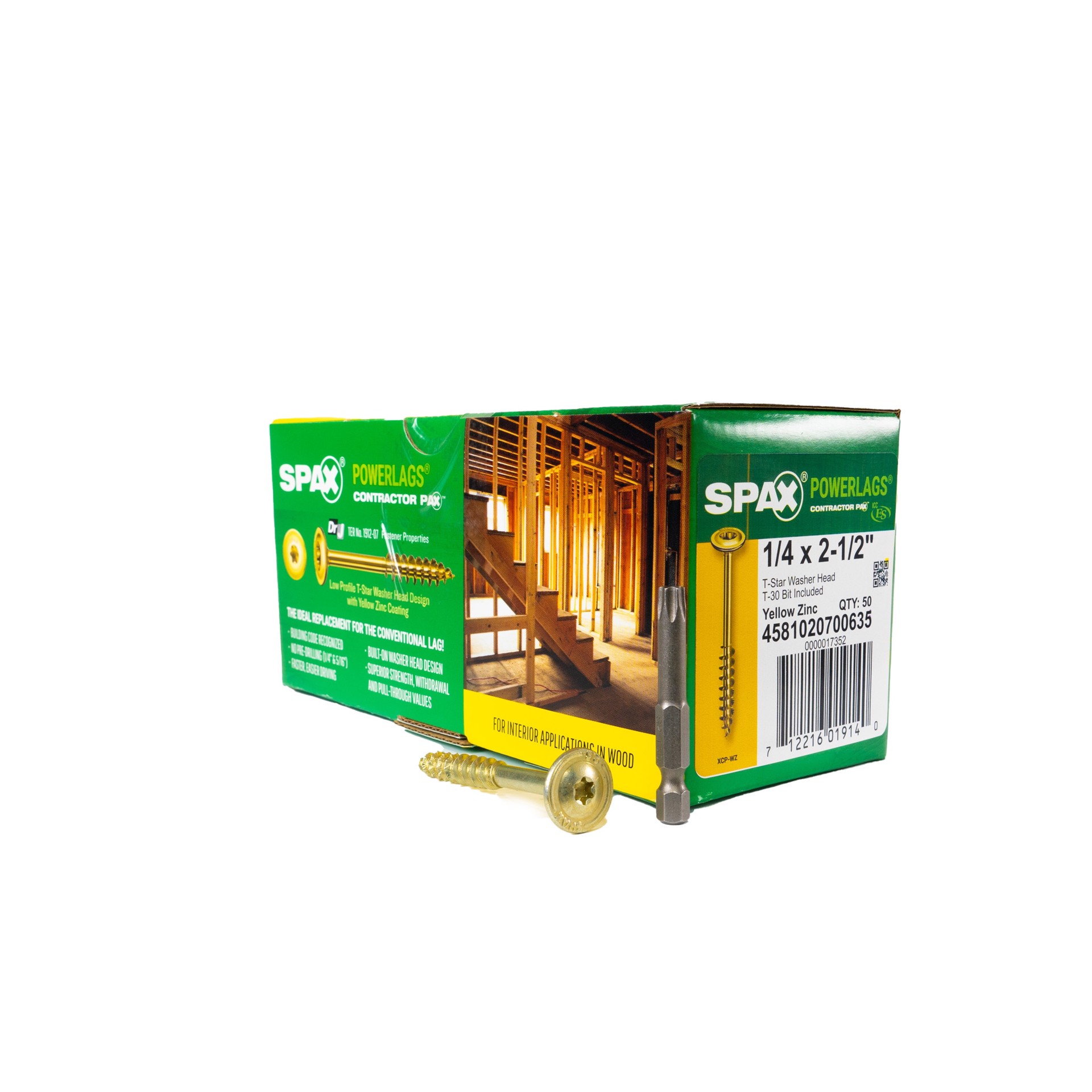 slide 1 of 6, SPAX 1/4-in x 2-1/2-in Yellow/Gold Zinc-Plated Washer -Head Interior Structural wood screws 50 -Pack, 1 ct