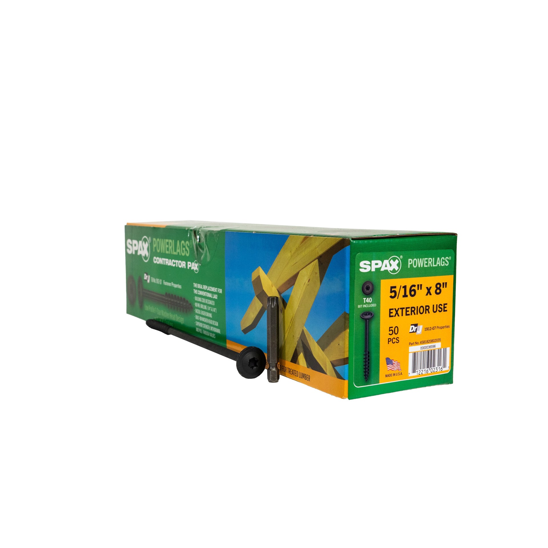 slide 1 of 6, SPAX 5/16-in x 8-in Black Coated Washer -Head Exterior Structural wood screws 50 -Pack, 1 ct