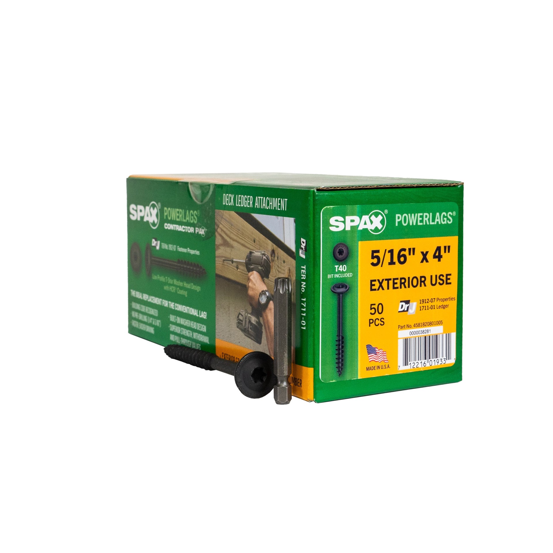 slide 1 of 6, SPAX 5/16-in x 4-in Black Coated Washer -Head Exterior Structural wood screws 50 -Pack, 1 ct