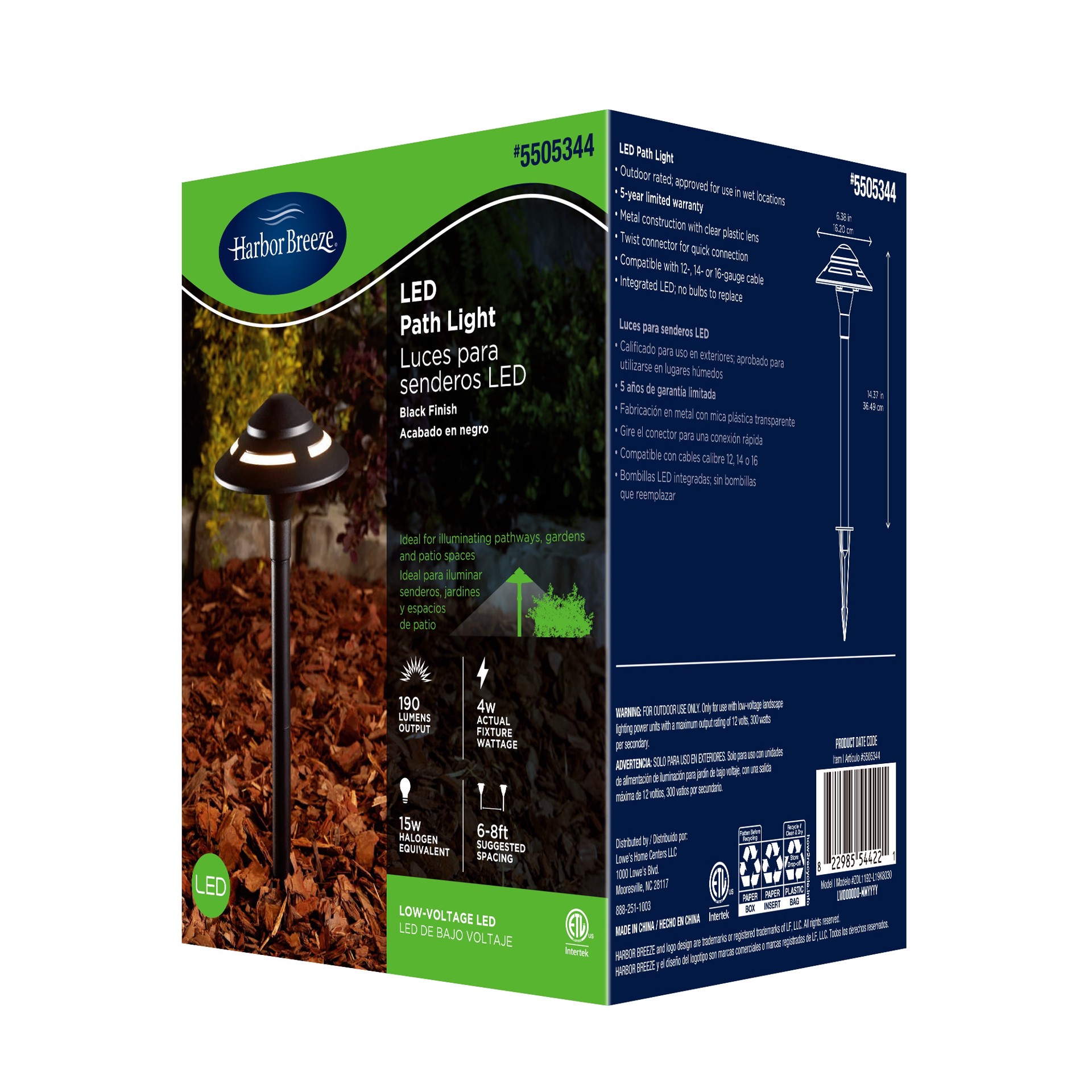 slide 3 of 6, Harbor Breeze 190 -Lumens 4 -Watt Black Low voltage Hardwired LED Outdoor Path Light ( 3000-K ), 1 ct