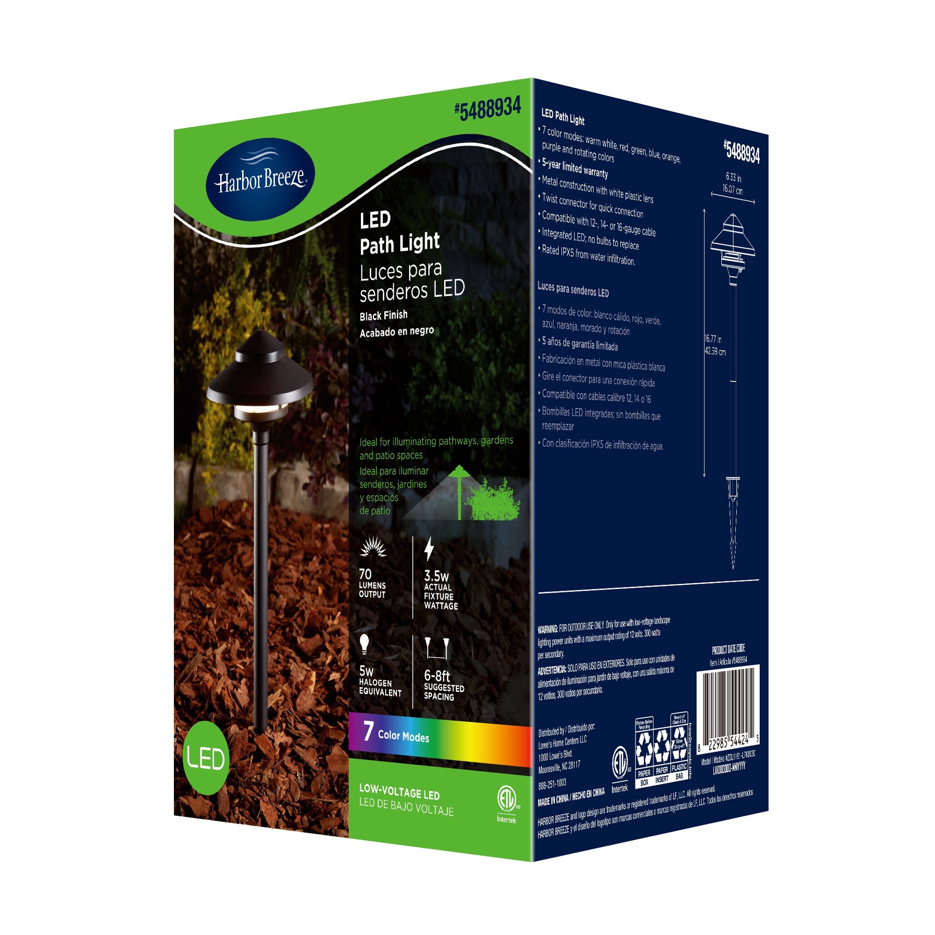 slide 3 of 6, Harbor Breeze 70 -Lumens 3.5 -Watt black Low voltage Plug-in LED Flood light, 1 ct