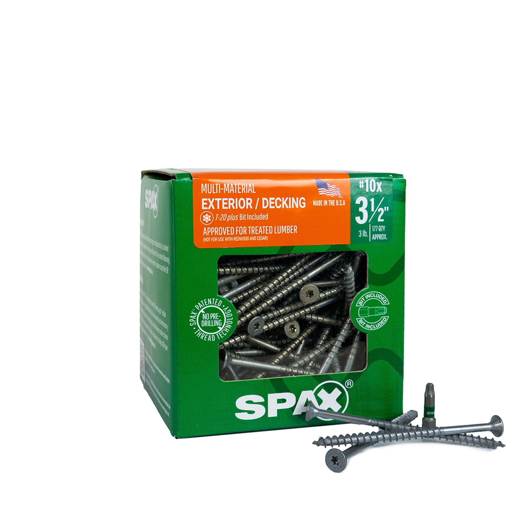 slide 1 of 6, SPAX #10 x 3-1/2-in Double-barrier Multi-Material Exterior Wood Screws (177-Per Box), 1 ct