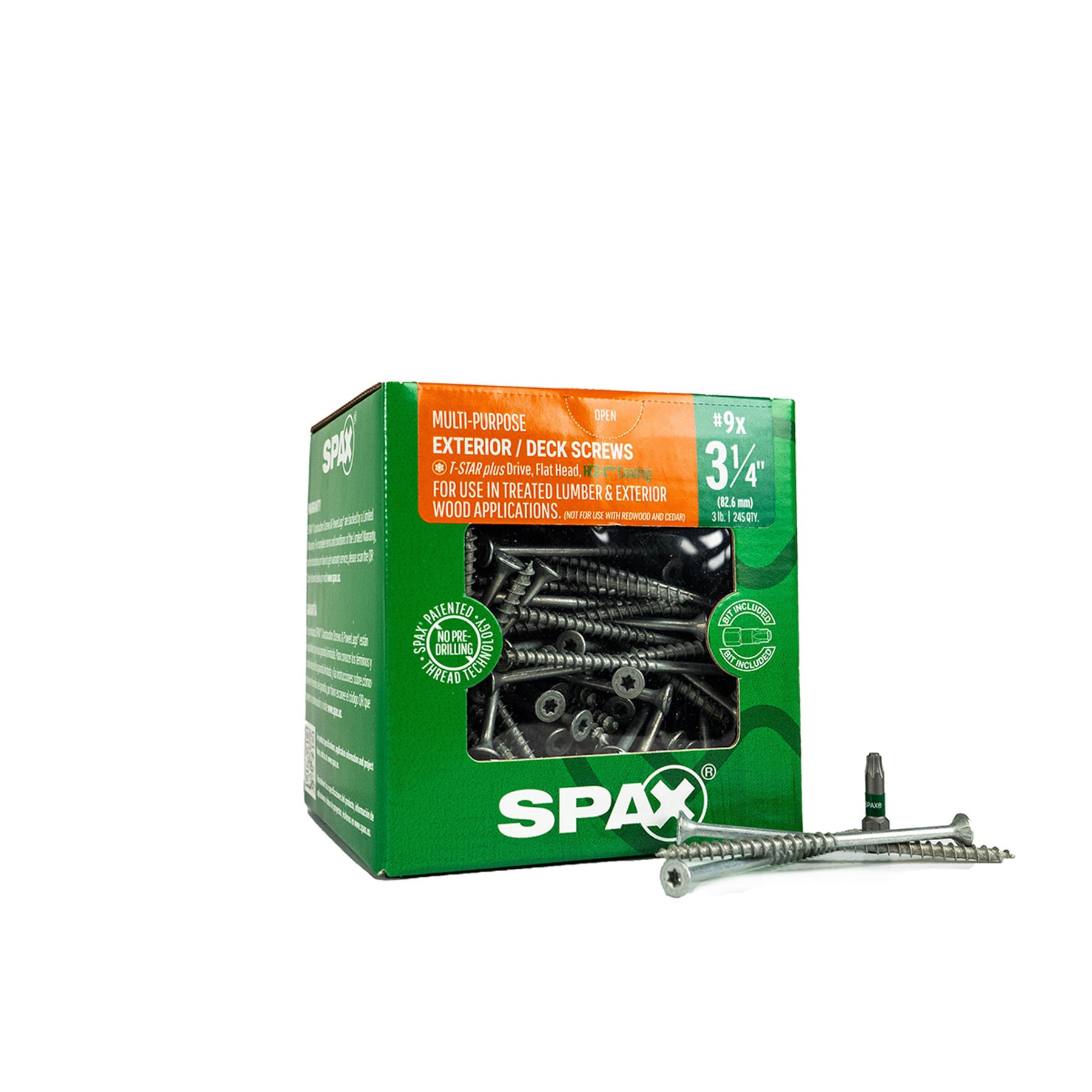 slide 1 of 6, SPAX Multi-Material #9 x 3-1/4-in Double-barrier Exterior Wood screws ( 245 -Per Box ), 1 ct