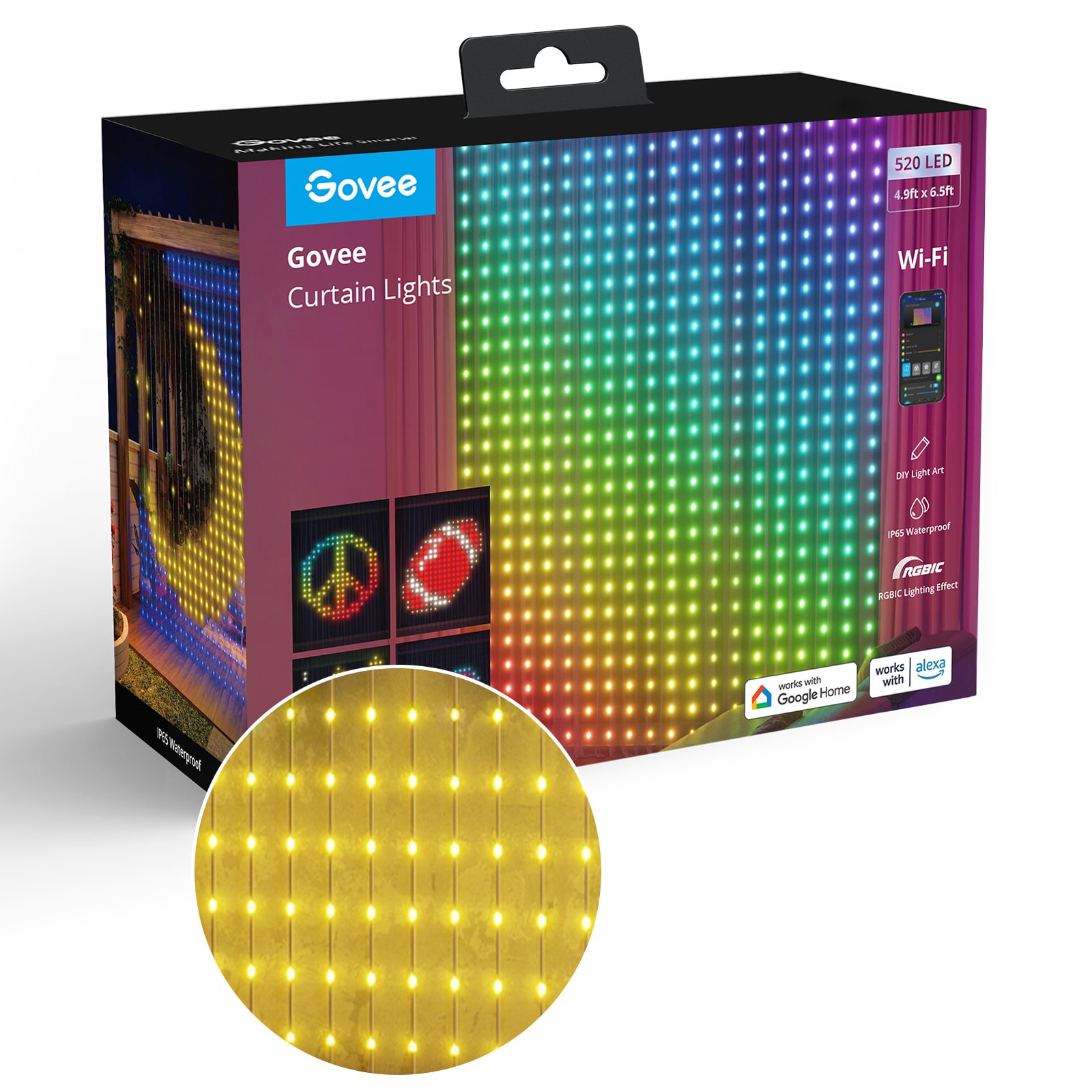 slide 1 of 6, Govee 78-in Modern Smart Compatible Effect lights LED Light, 1 ct