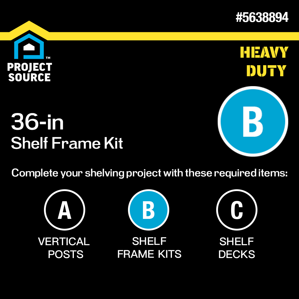 slide 2 of 6, Project Source Heavy Duty Black Metal Frame kit with Solid/Ventilated Shelves ( 36-in W x 18-in D x 3-in H ), 1 ct