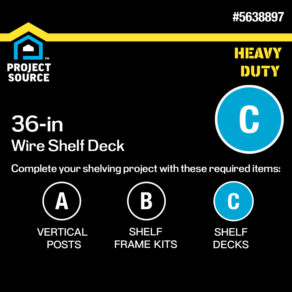 slide 2 of 6, Project Source Heavy Duty Black Metal Shelf deck with Wire Shelves ( 36-in W x 18-in D x 2-in H ), 1 ct