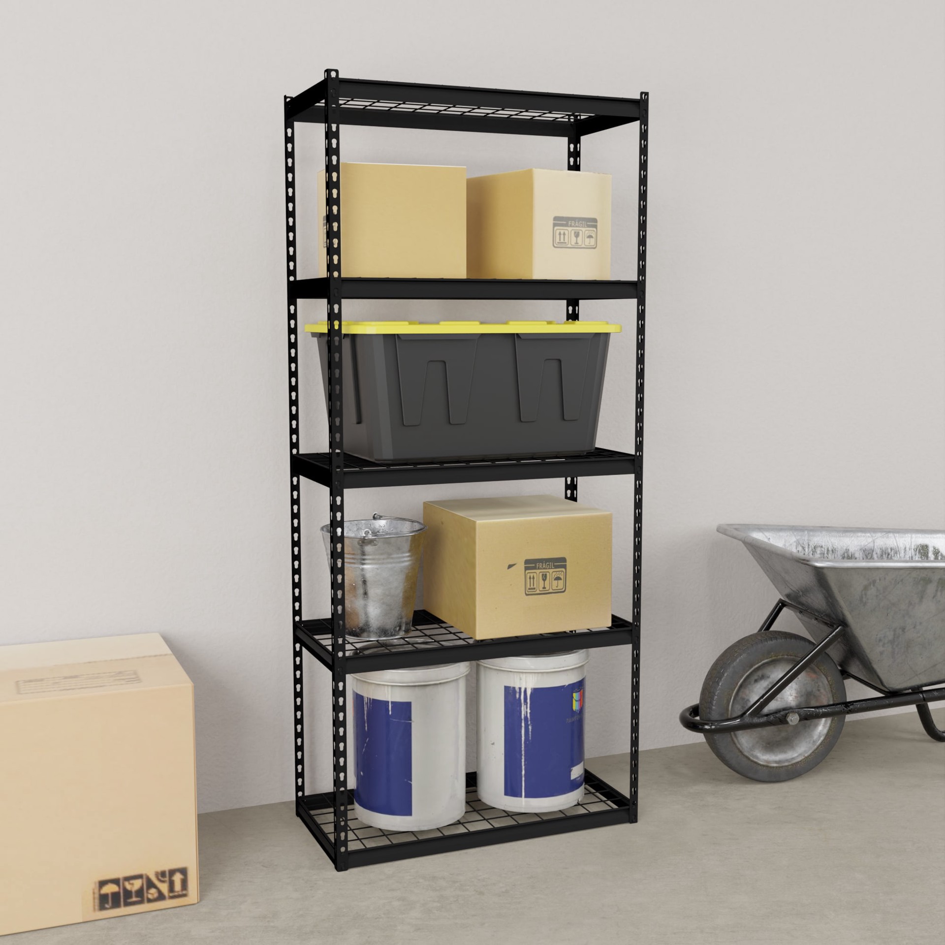 slide 4 of 6, Project Source Heavy Duty Black Metal Shelf deck with Wire Shelves ( 36-in W x 18-in D x 2-in H ), 1 ct