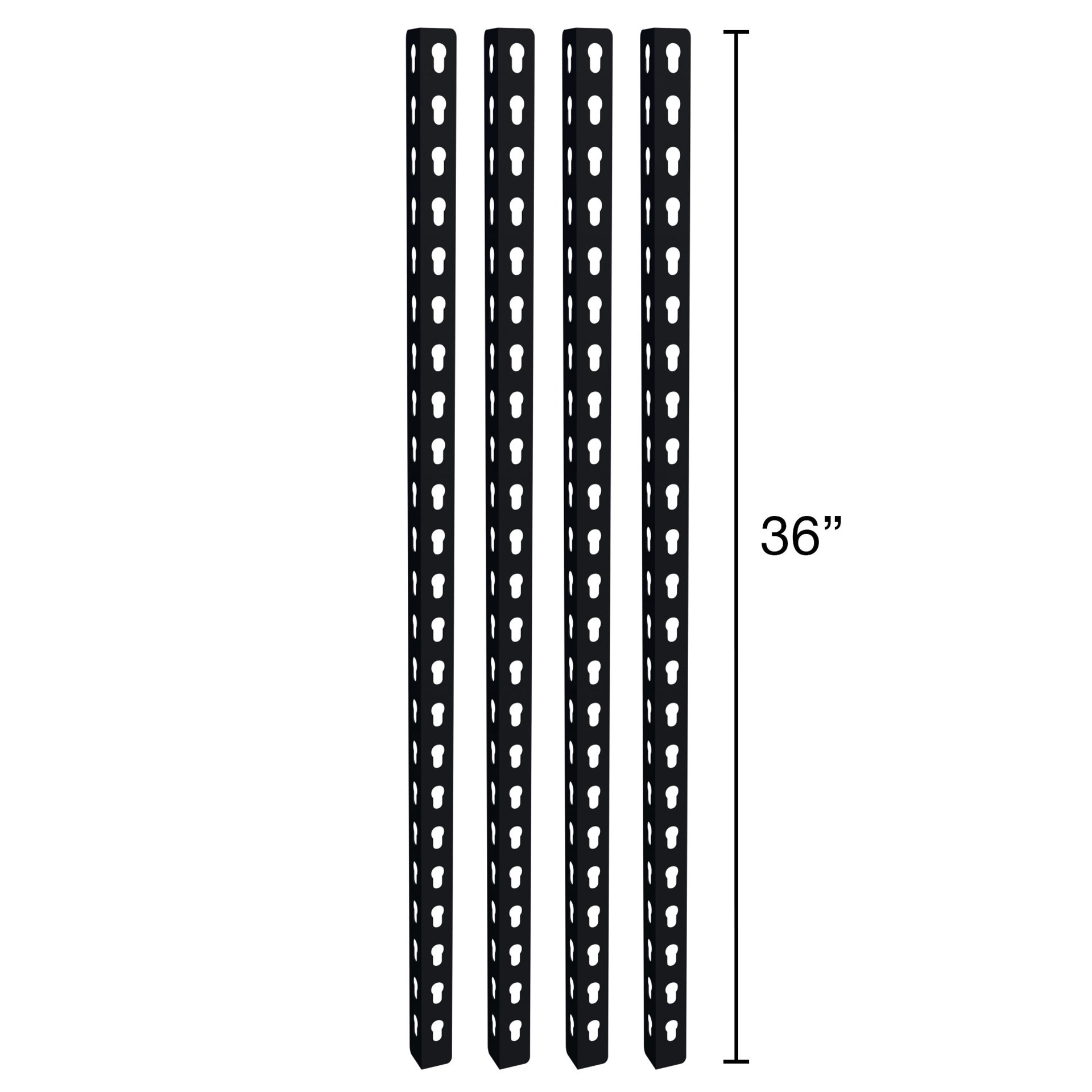 slide 5 of 6, Project Source Heavy Duty Black Metal Vertical post with Solid/Ventilated Shelves ( 1.5-in W x 5-in D x 36-in H ) 4 -Pack, 1 ct