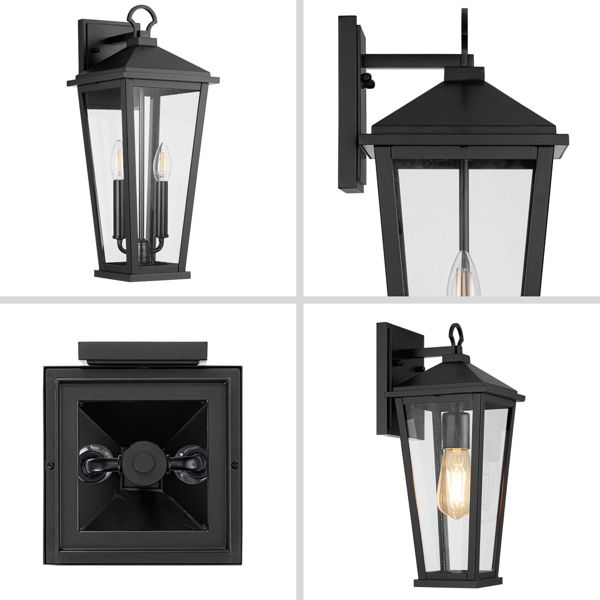 slide 6 of 6, allen + roth Davidson 2 -Light 18.25-in H Matte Black Hardwired Outdoor Wall Light, 1 ct