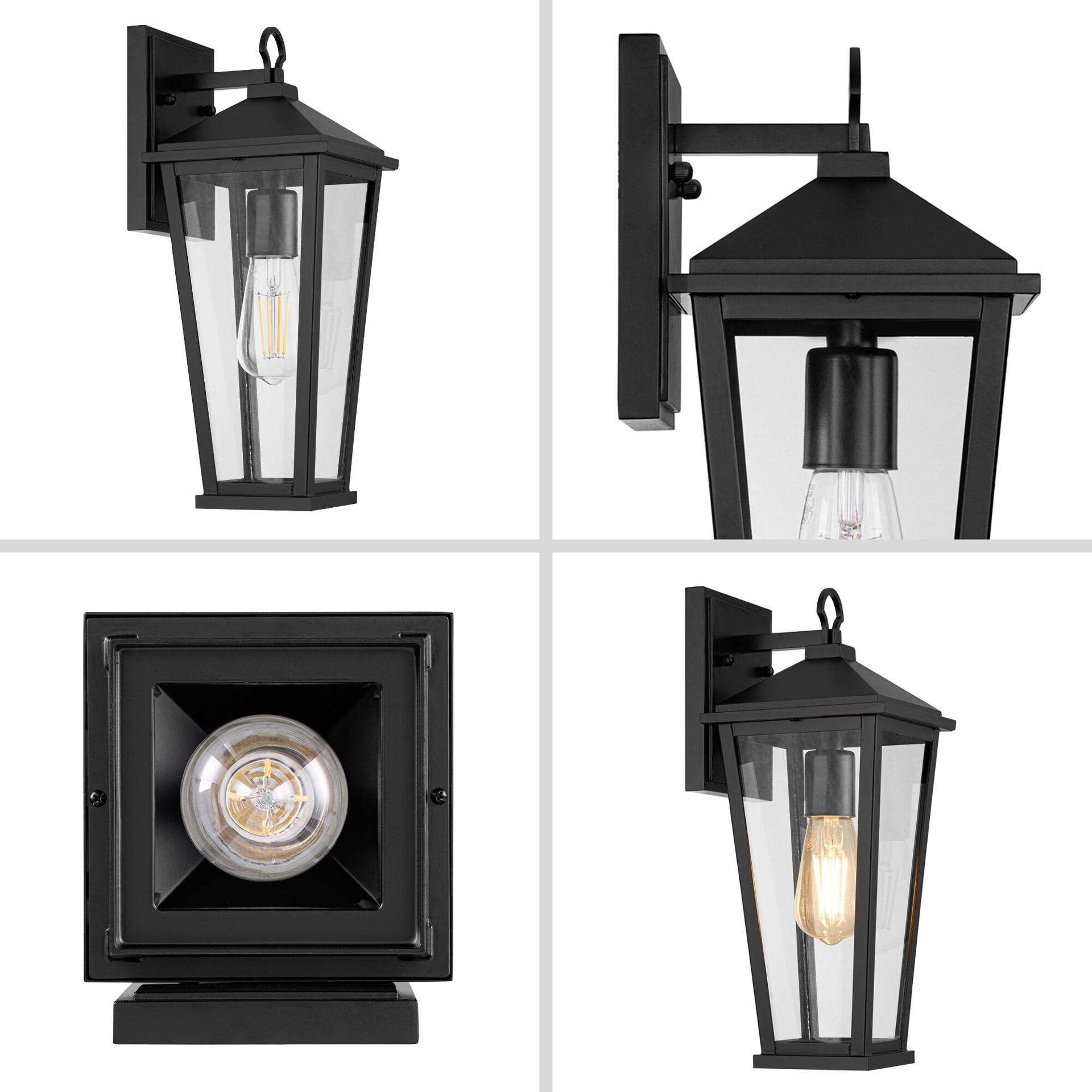 slide 6 of 6, allen + roth Davidson 1 -Light 14.6-in H Matte Black Hardwired Outdoor Wall Light, 1 ct