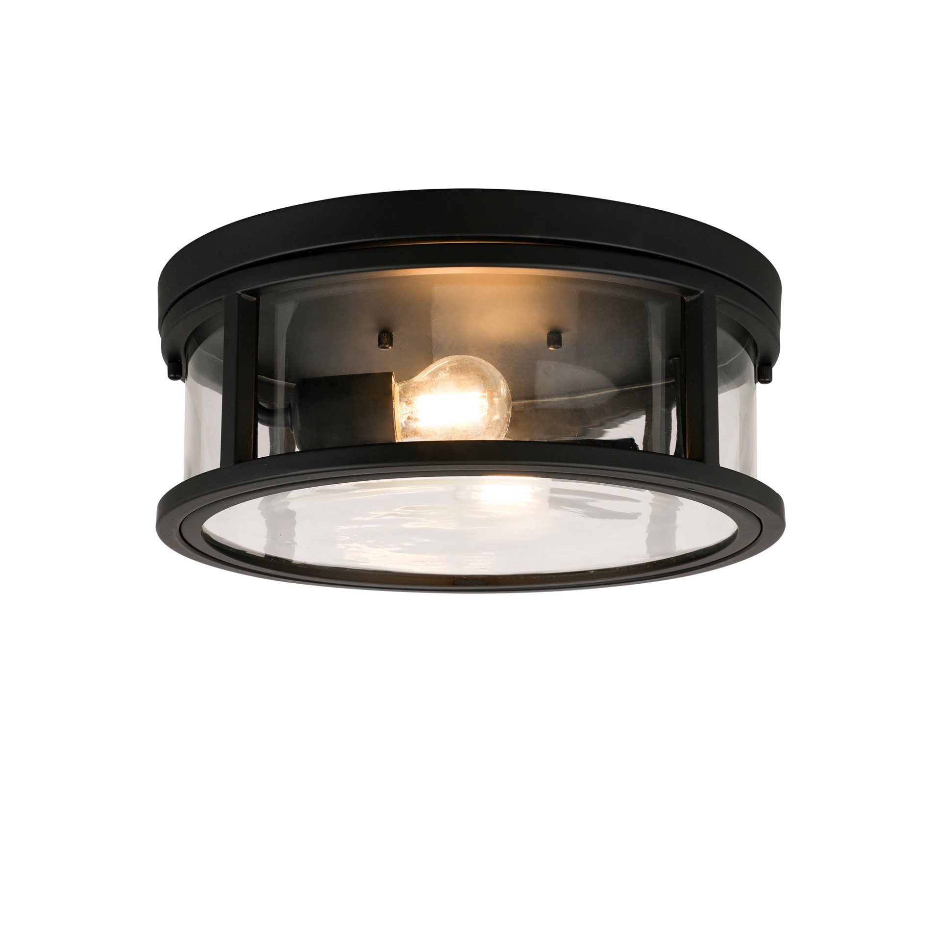 slide 3 of 6, allen + roth Salem 2 -Light 13-in Matte Black Indoor/Outdoor Flush Mount Light, 1 ct