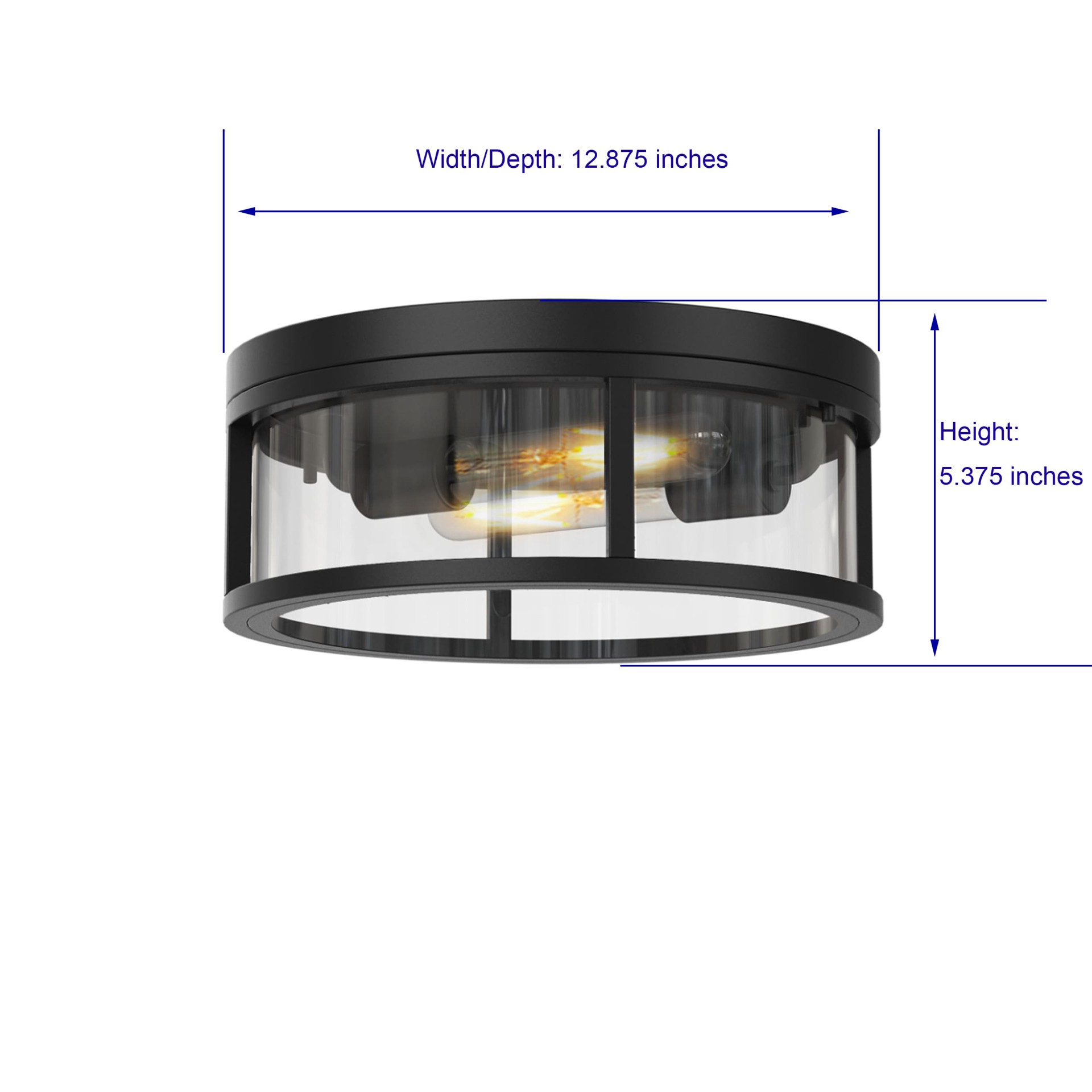 slide 6 of 6, allen + roth Salem 2 -Light 13-in Matte Black Indoor/Outdoor Flush Mount Light, 1 ct