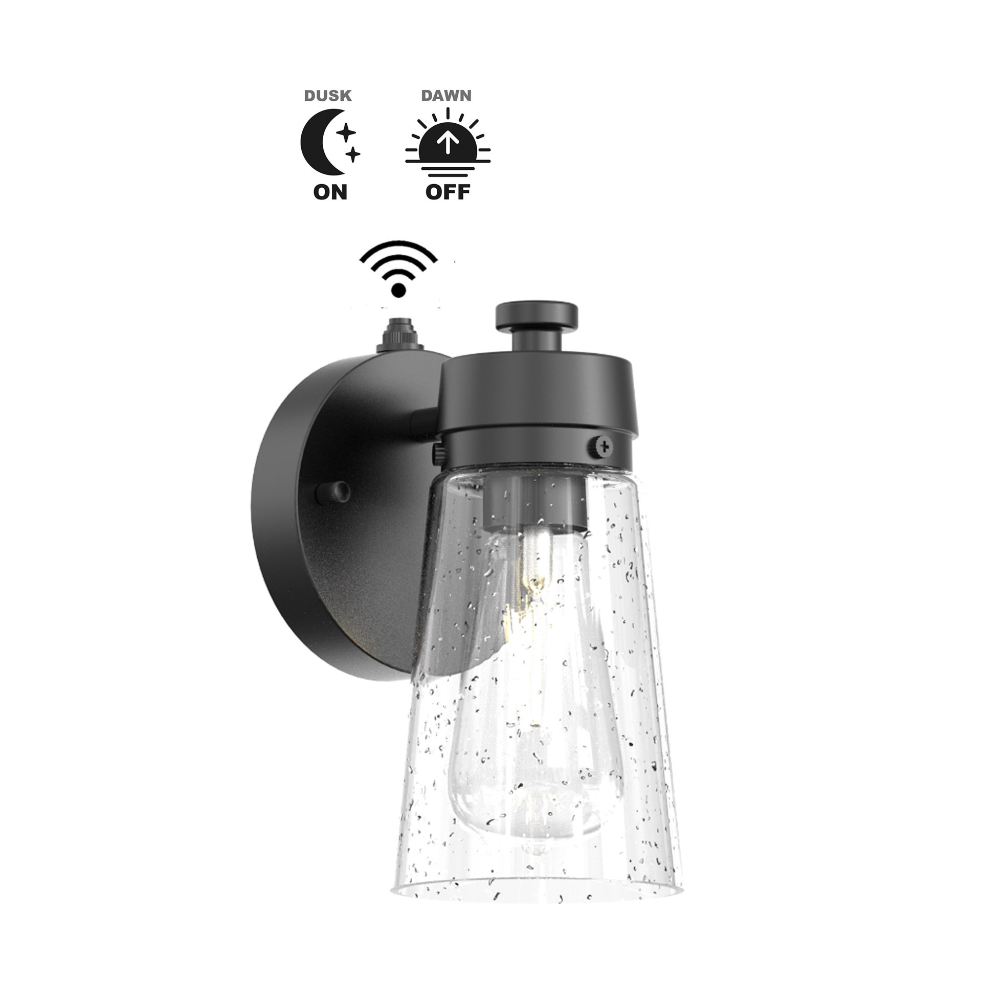 slide 2 of 6, Project Source Brookvale 1 -Light 9-in H Matte Black Hardwired Dusk to Dawn Outdoor Wall Light, 1 ct