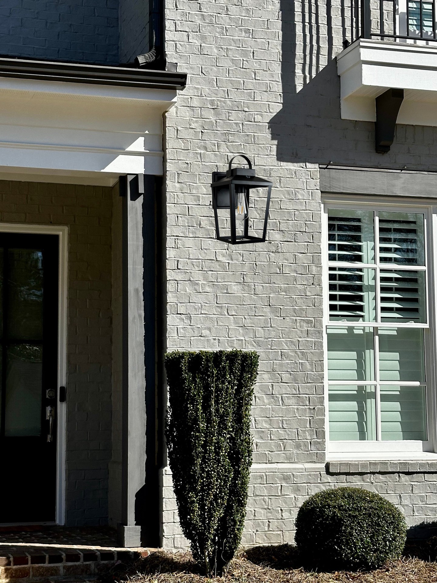 slide 4 of 6, allen + roth Holliser 1 -Light 15.2-in H Black Hardwired Dusk to Dawn Outdoor Wall Light, 1 ct