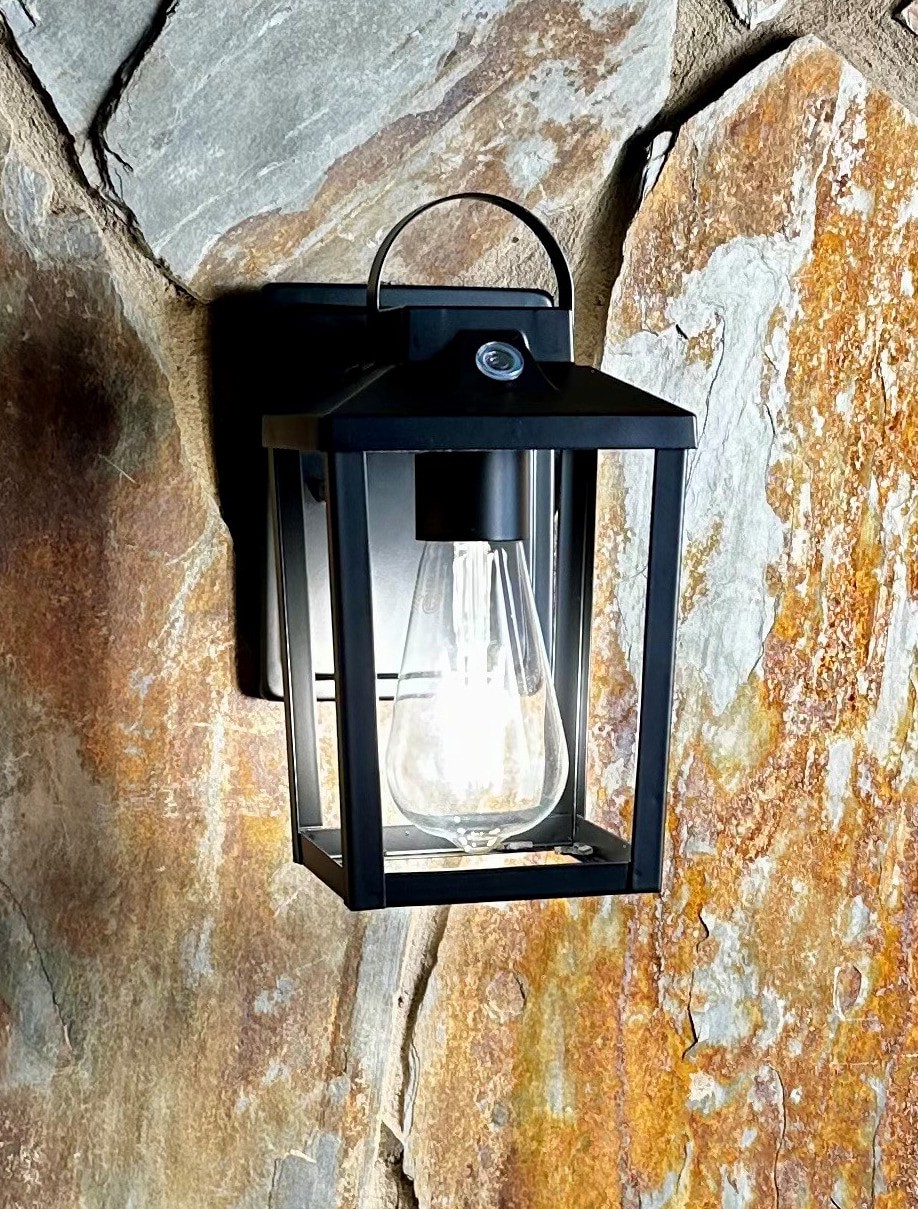 slide 5 of 6, allen + roth Holliser 1 -Light 15.2-in H Black Hardwired Dusk to Dawn Outdoor Wall Light, 1 ct